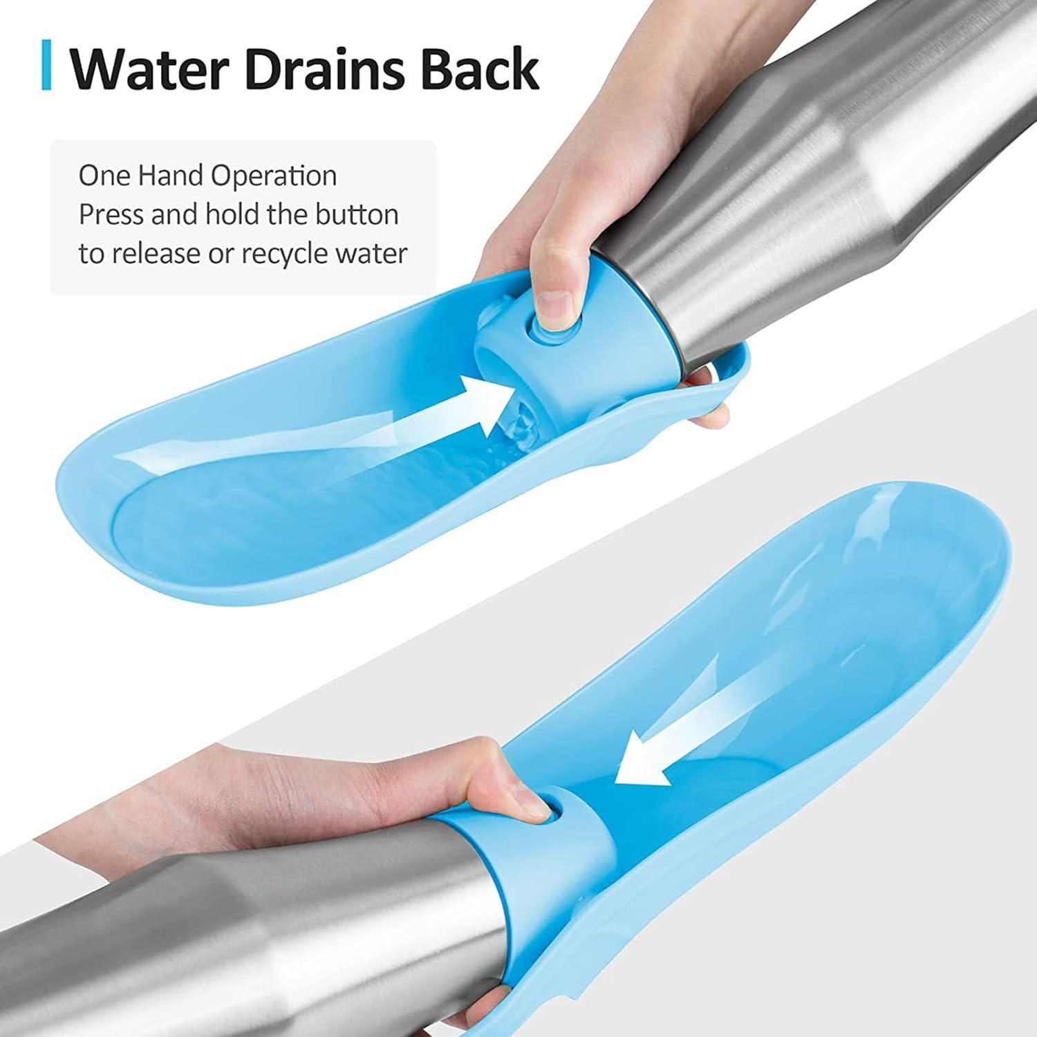 Water Bottle, Dog Bottle, Dog Water Dispenser-Stainless Steel Pet Travel Cup Outdoor Water Bottle Collapsible Dog Water Bowl Grey - Light Green image number 2