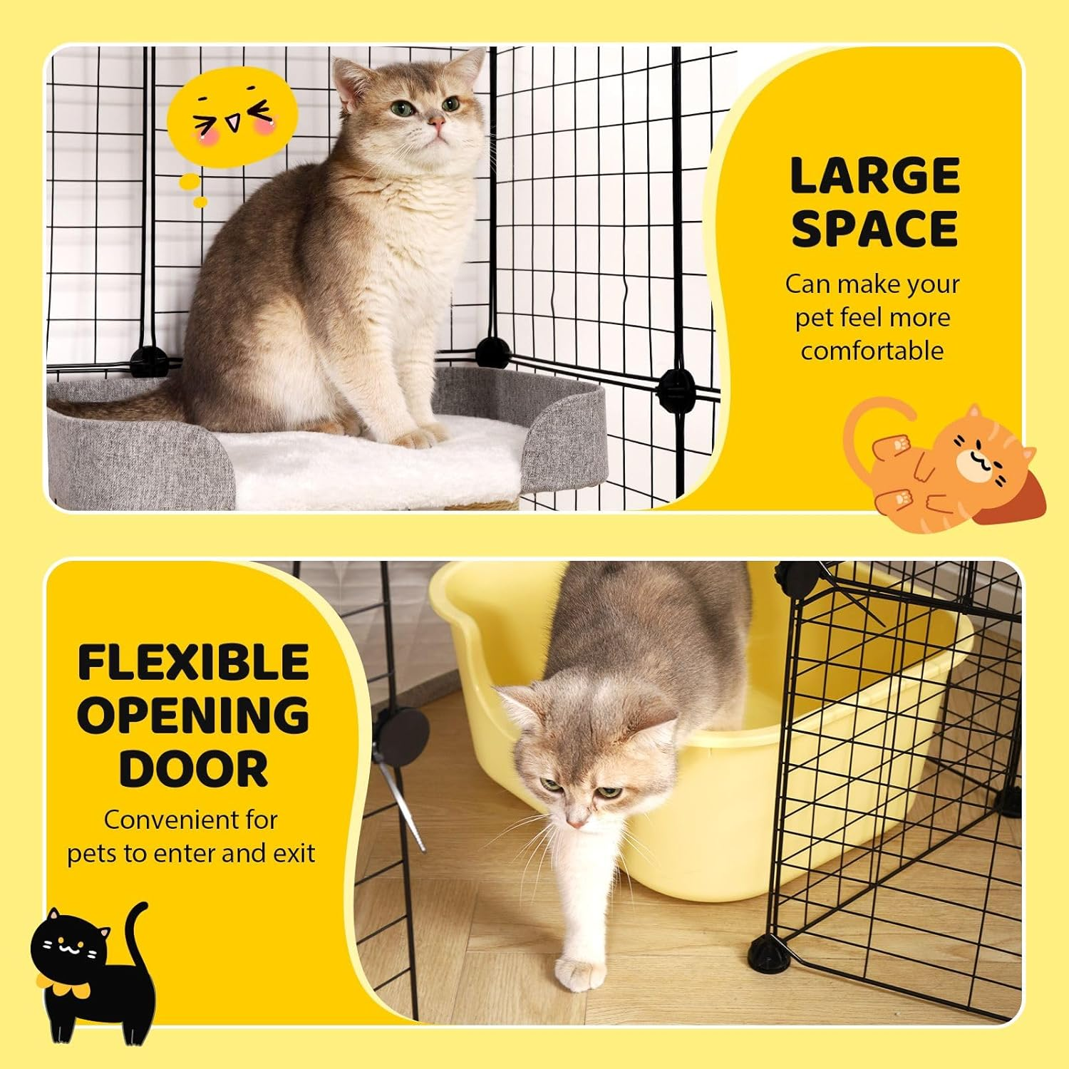 Pet Scene Cat Enclosure Cage 142Cm DIY Pet House 4 Tier Indoor Rabbit Hutch Bunny Ferret Crate Kitten Fence Kennel Playpen 3 Platforms 3 Ramps Detachable Metal image number 6