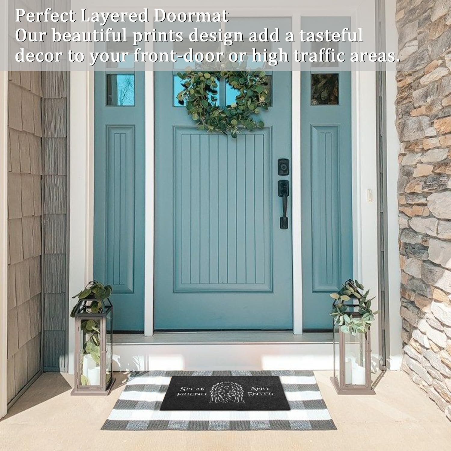 AAZZKANG Funny Door Mats Outdoor Welcome Mat with Non Slip Rubber Backing Easy to Clean Speak Friend and Enter Doormat for Indoor,Entryway,Front Door