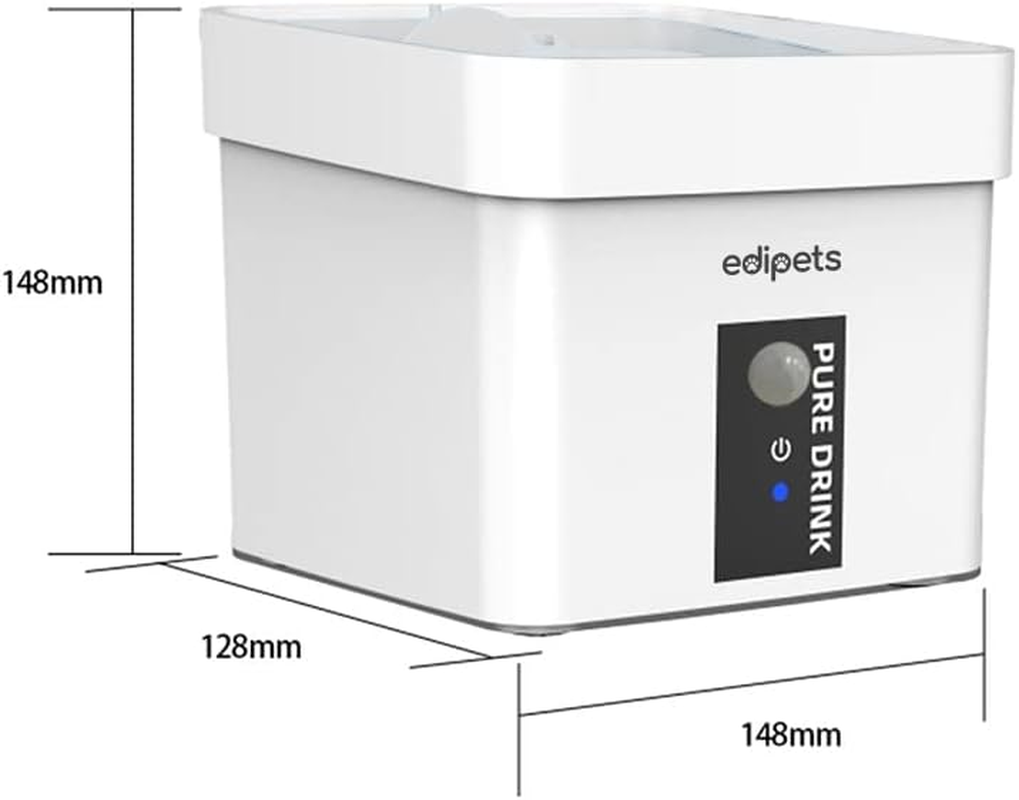 Edipets, Cat Fountain 1 Litre Capacity Automatic Drinker Silent Water Dispenser D024 Accessories Infrared Sensor Quiet with Carbon Filter (White) image number 3