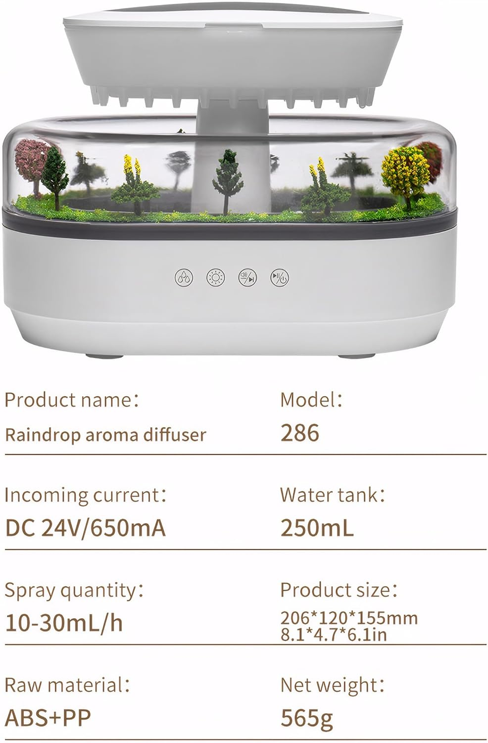 Small Vapor Aroma Rainfall Humidifier with Rain Sounds， Portable Desktop Air Mist Diffuser Water Drip for Bedroom image number 4