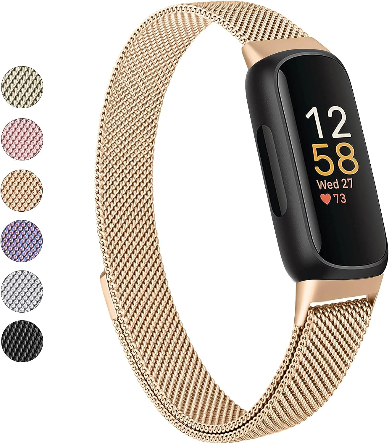 Meliya for Fitbit Inspire 3 Bands Women Men, Stainless Steel Metal Mesh Loop Adjustable Magnetic Wristband Replacement Strap Compatible with Fitbit Inspire 3 Fitness Tracker