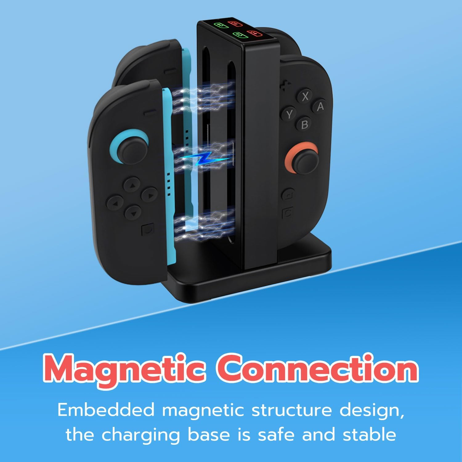 Mcbazel Charging Dock for Switch 2 Joy Con,4 in 1 Charging Dock for Nintendo Controller, Disassembly Charge Station, Type-C Charging Cable Included-Black