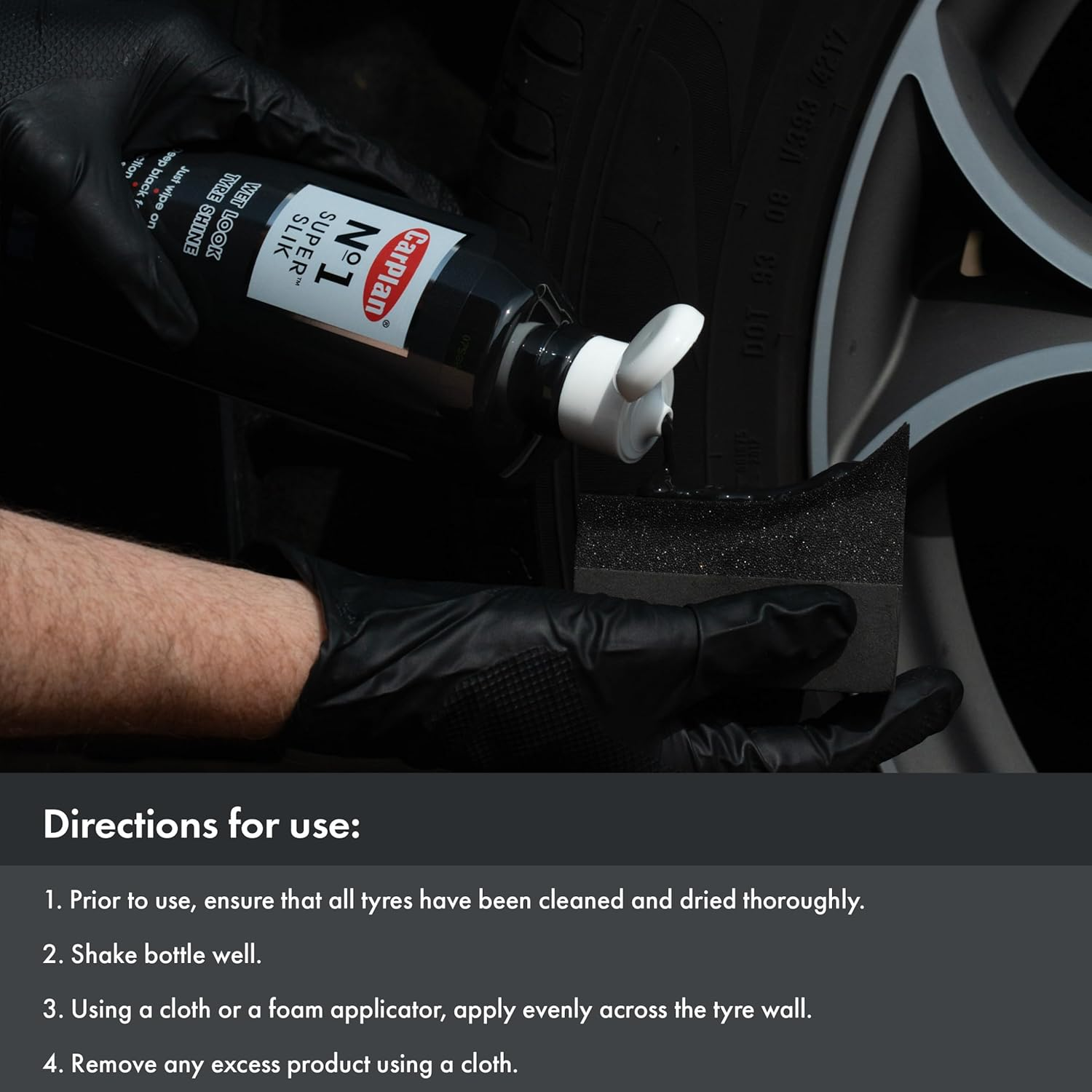 Carplan No.1 Super Slik Wet Look Car Tyre Shine, 600 Ml image number 5