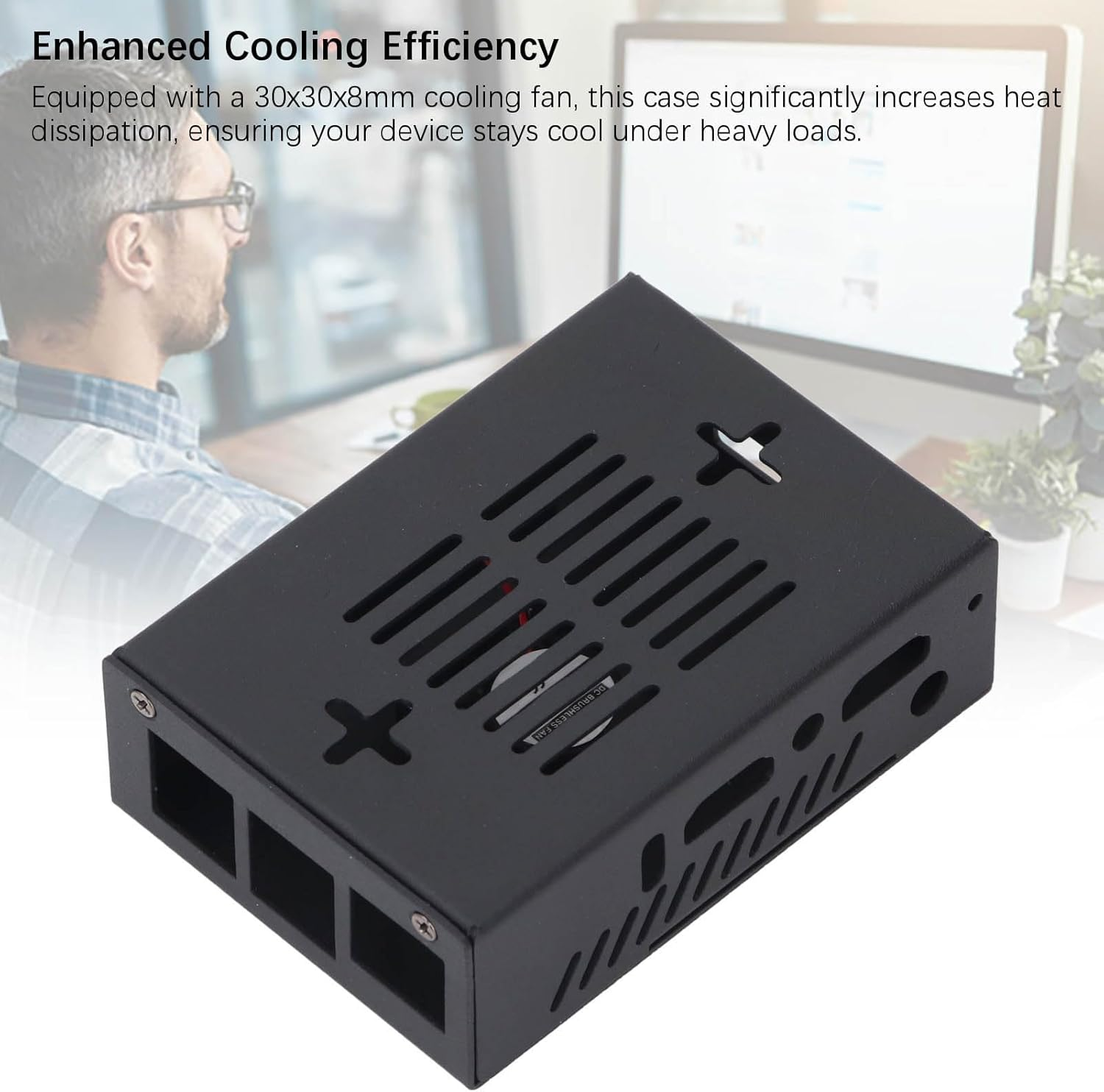 POENVFPO Zinc Alloy Single Board Computer Cooling Case with Fan, Robust Enclosure for Orange Pi 5 MAX, Superior Protection and Cooling Performance image number 4