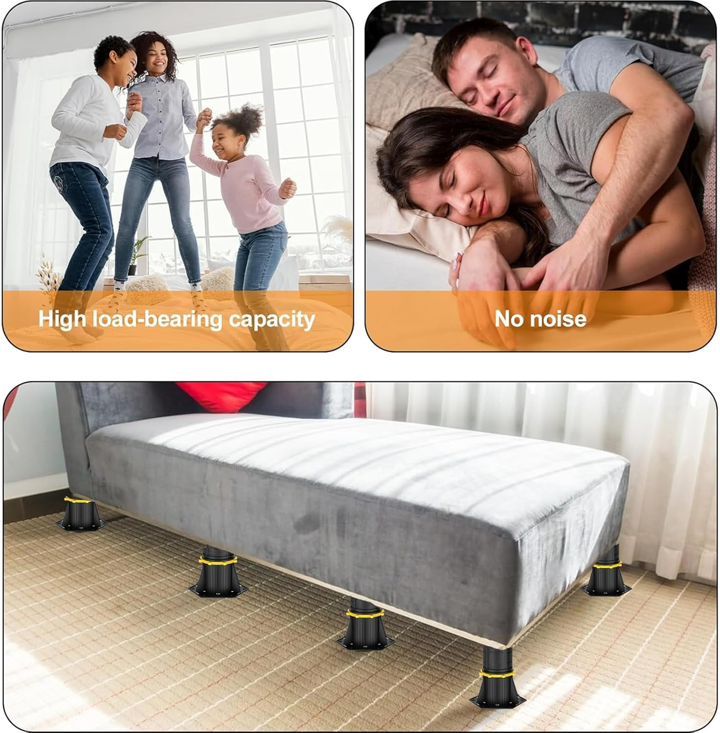 2 Pcs Adjustable Height Bed Support Legs 8.5-13 Inch, Replacement Support Legs for Bed Frame/Center Slat,Bed Support Reinforcement Parts image number 5