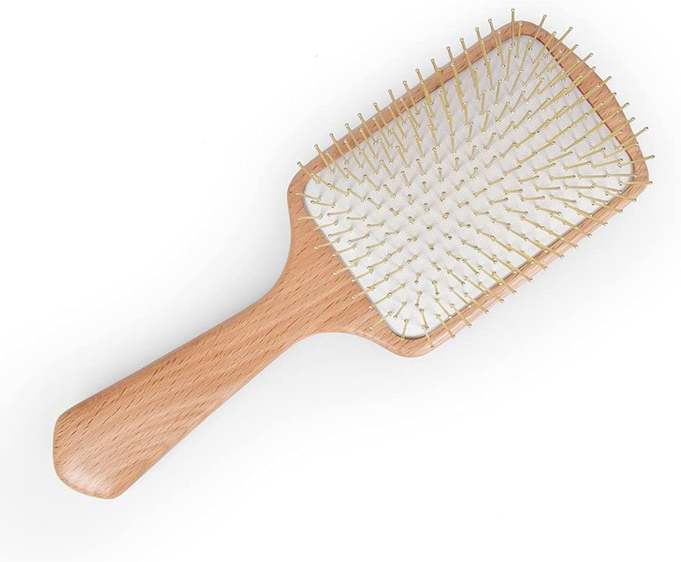 TAN MUJIANG Wood Hair Comb FSC Certified Beach Wood Metal Pin image number 2