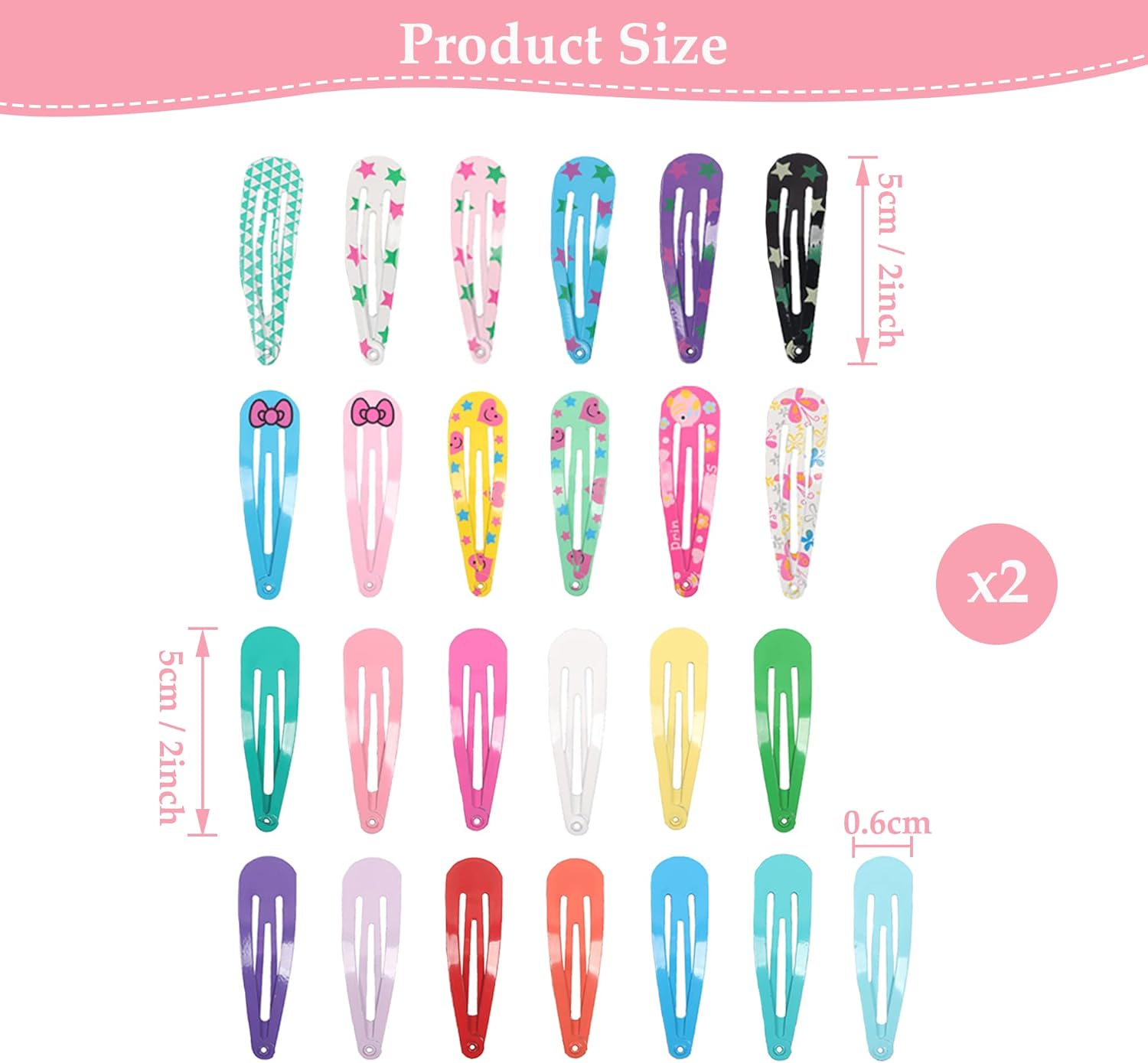 Pack of 50 Hair Clips Girls, 5 Cm Cute Small Hair Clips, Metal Hair Clips, Children'S Hair Clips, Hair Accessories for Girls, Children, Women image number 5