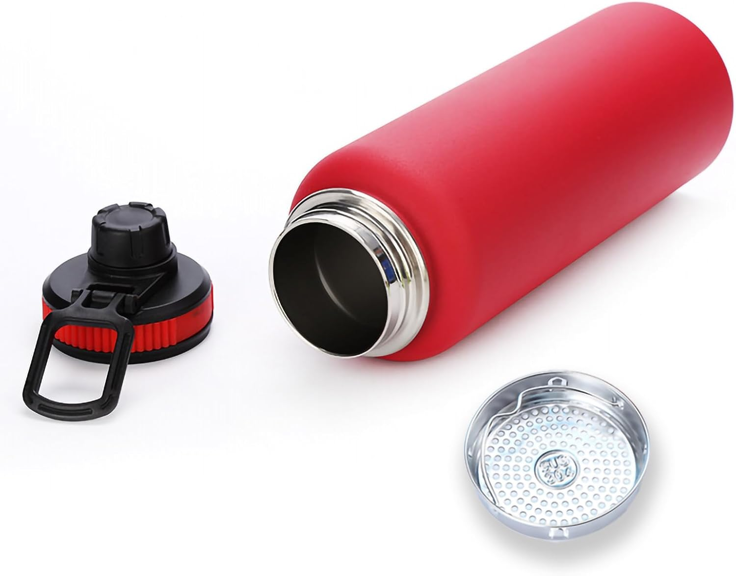 LMX 40 Oz Stainless Steel Insulated Water Bottle Double-Wall Vacuum Sealed Flask BPA Free, Keep 24 Hours Cold and 12 Hours Hot for Water,Coffe,Tea (Red) image number 5