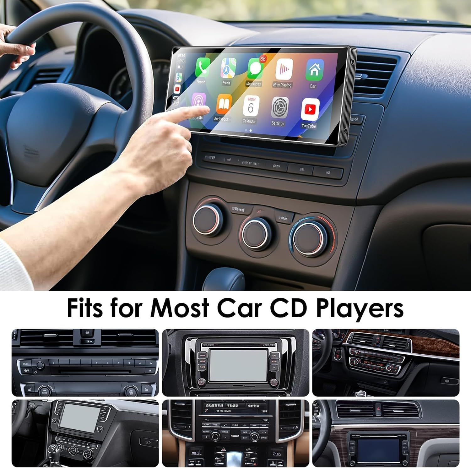 Eeekit CD Slot Mount for Carplay Screen, 360&deg; Rotation CD Player GPS Car Mount Compatible with Most 7-10In GPS Navigation Car Stereos image number 3