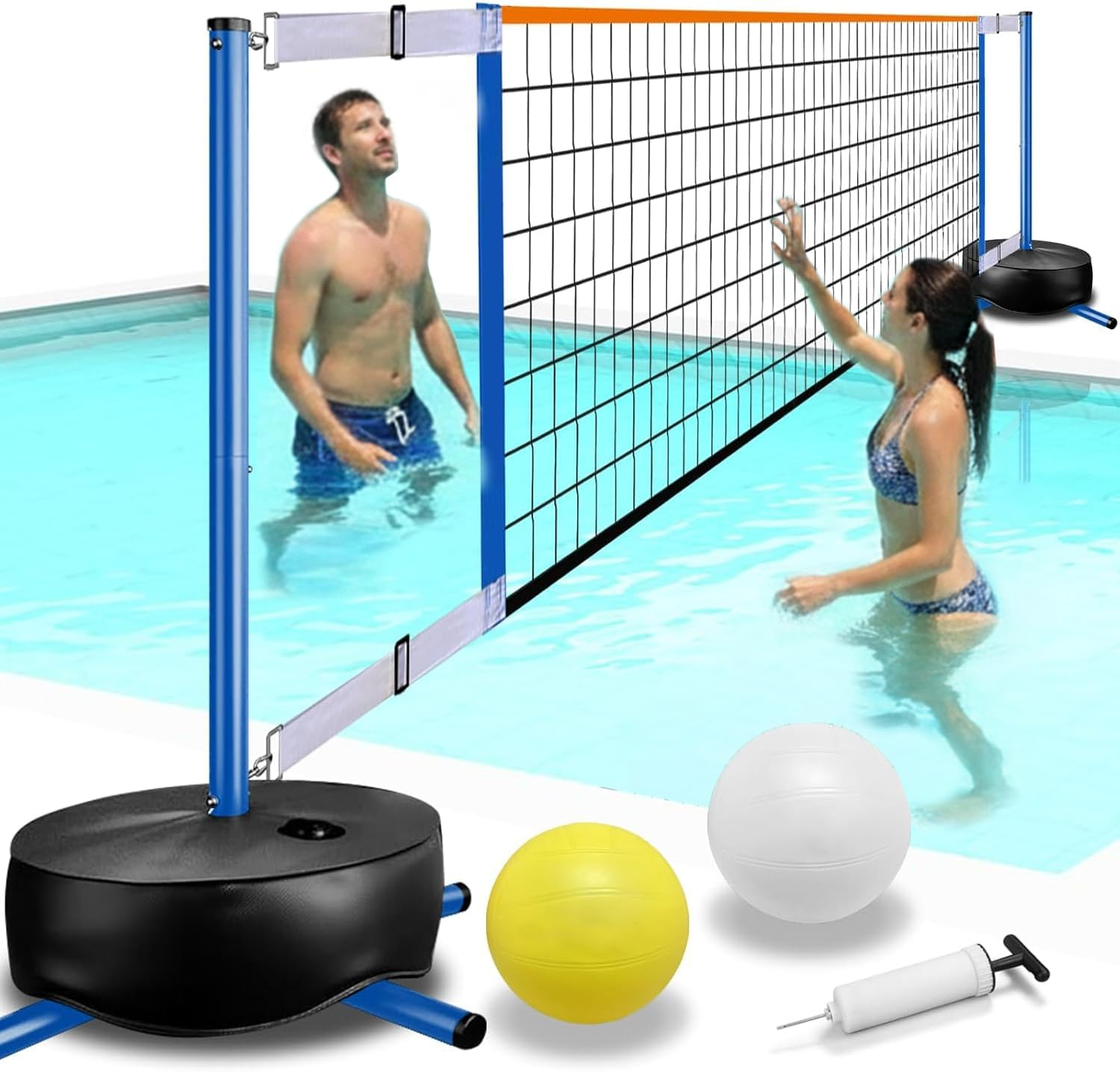 Portable Volleyball Set for Pool Games - Adjustable 15-25FT Net System with 2 Balls & Sturdy Base, Perfect for Tennis and Pickleball image number 2