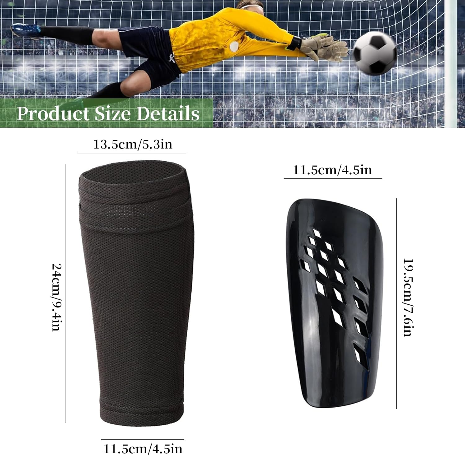 Soccer Ball Shinguards Board with Socks Breathable Insert Board Type Football Shin Guards with Sleeves Cushion Protection Shin Guards Reduce Shocks and Injuries for Unisex Football Games image number 2