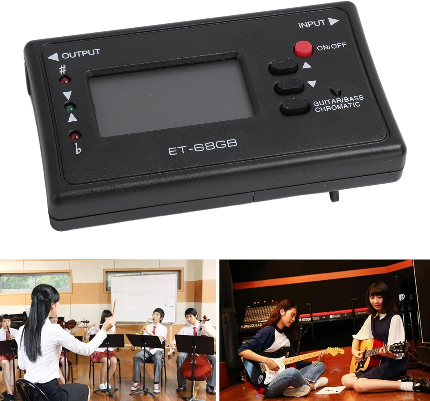 ET 68GB Digital Metronome Tuner Tone Generator, 3 in 1 Metronome, Tuner, Tone Generator, 12 Tuning Tone Generator Tuners, for Guitars Bass