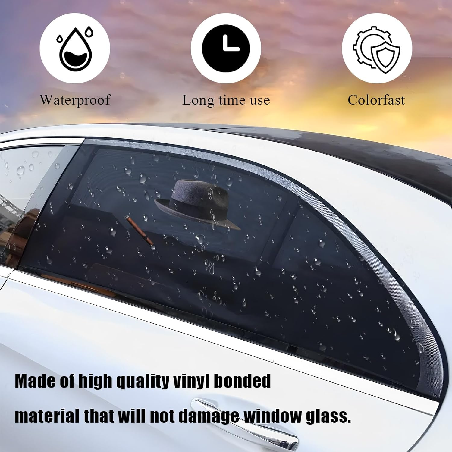 DXNQ Fedora and Cigar Window Decal, Funny Driving Fake with Hat and Cigar Car Stickers, Waterproof Driving Crooner Decals for Vehicle Window Windshield, Car Decor Accessories (Style A)