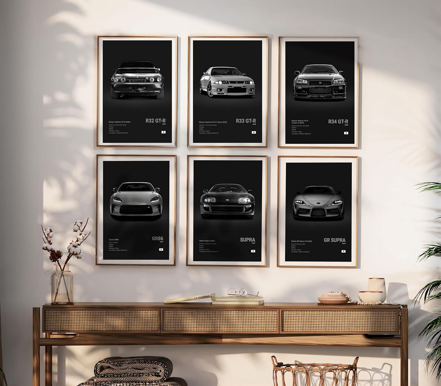 XUPUE JDM Racing Car Art Posters - Japanese Wall Art Prints for Boy'S Bedroom & Living Room Set of 6, Unframe Style 8X12Inch(20X30Cm) (Black) image number 5