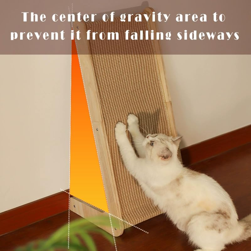 Sisal Cat Scratcher Ramp for Indoor Cats, 24.8&rdquo; L-Shaped Cat Scratching Post with Solid Wood Frame, Vertical Climbing Cat Scratch Pad Furniture image number 1