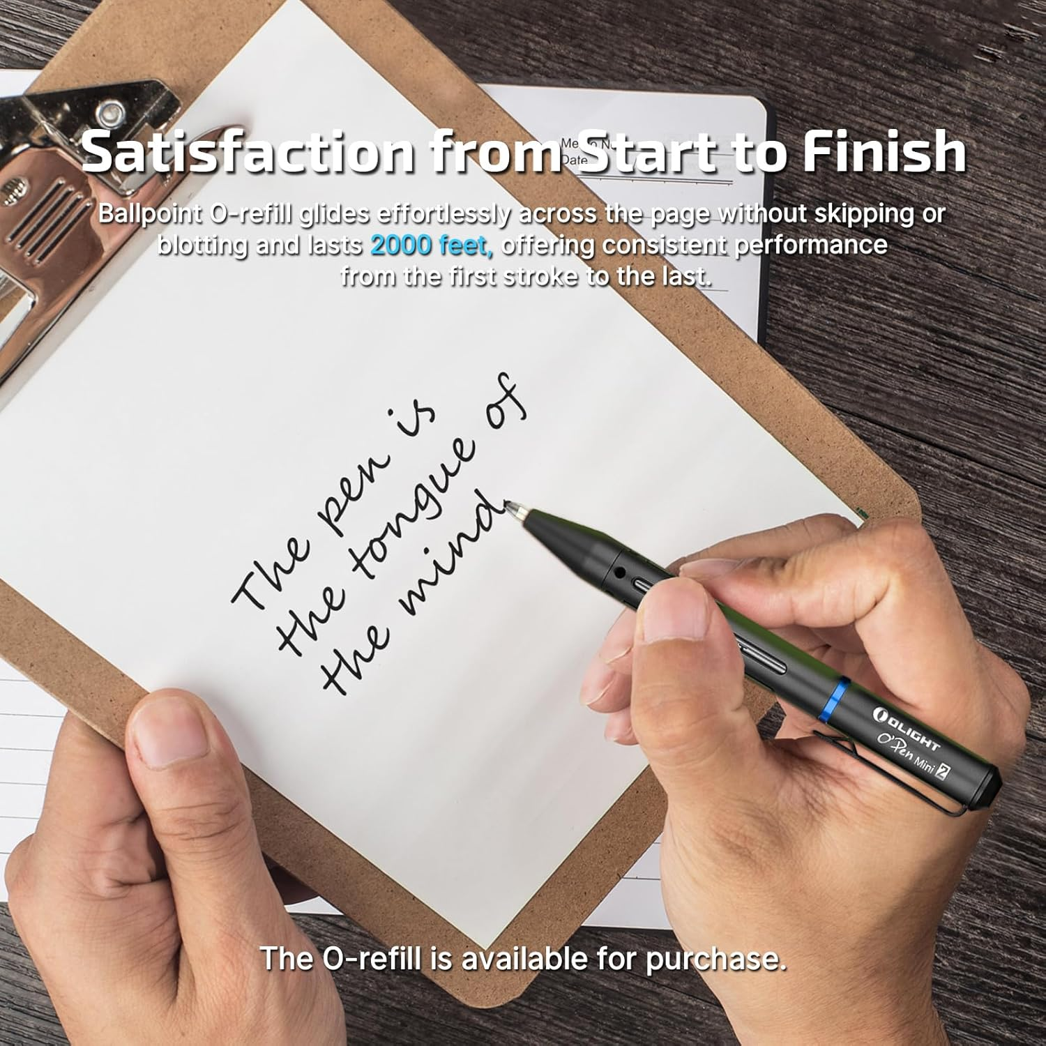 OLIGHT O'Pen Mini 2 Ballpoint Pen Replaceable EDC Black Ink Pens with Two Pencil Spare Tips for Office, Working, Writing, Construction Work and Gifts(Black) image number 6