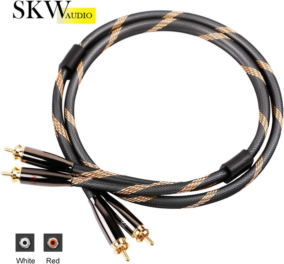 SKW Audiophiles Digital Stereo Audio Cable Coaxial Cable 2RCA Male to 2RCA Male Stereo Audio Y Cable Hifi System Subwoofer Converter Adapter DJ Equipment TV Amplifier Speaker Home Theater - 1.6Ft image number 2