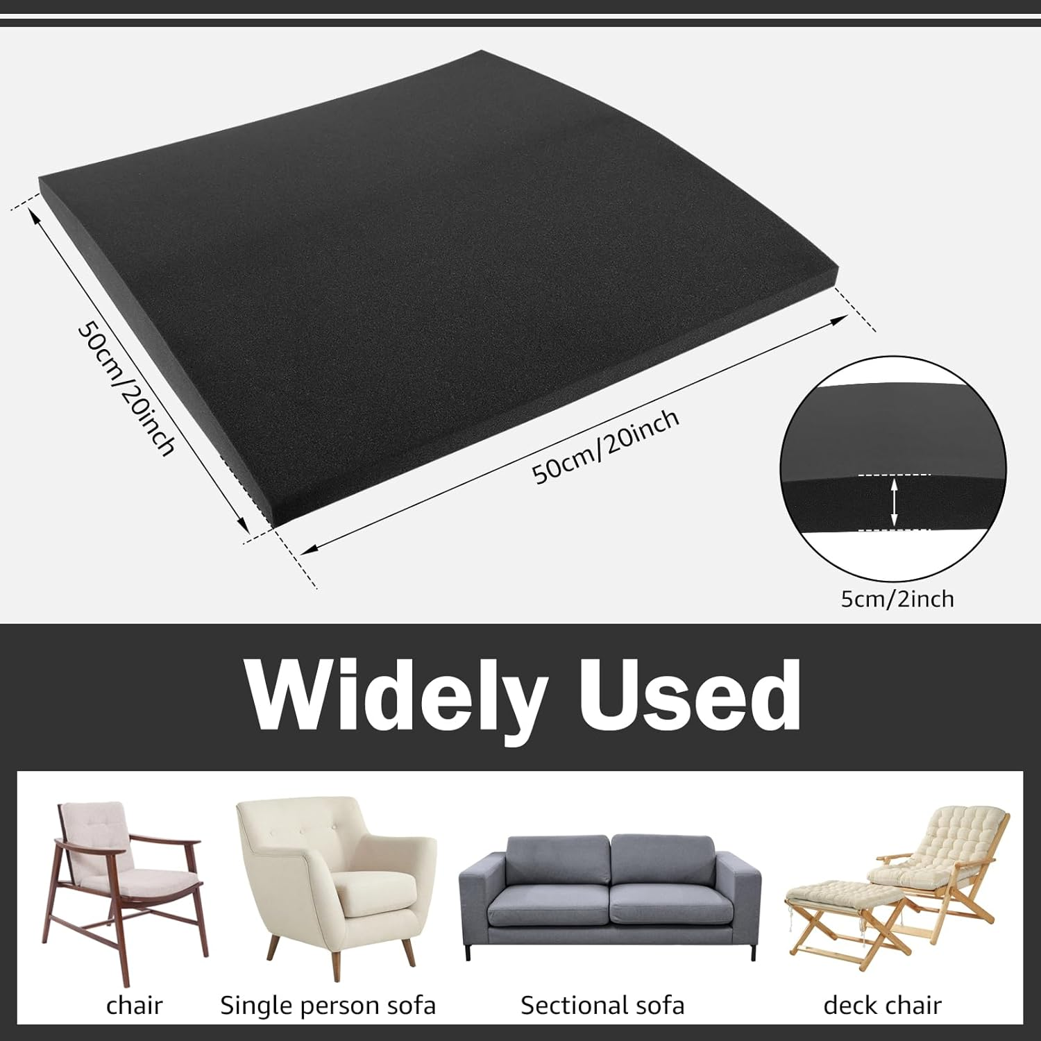 Couch Sofa Cushion Support for Sagging Seat, 3 Pack Couch Cushion Support Set Versatile Chair ​Sagging Pad Comfortable Seat under Firm Flexible Repair Pad (Black) - White image number 5