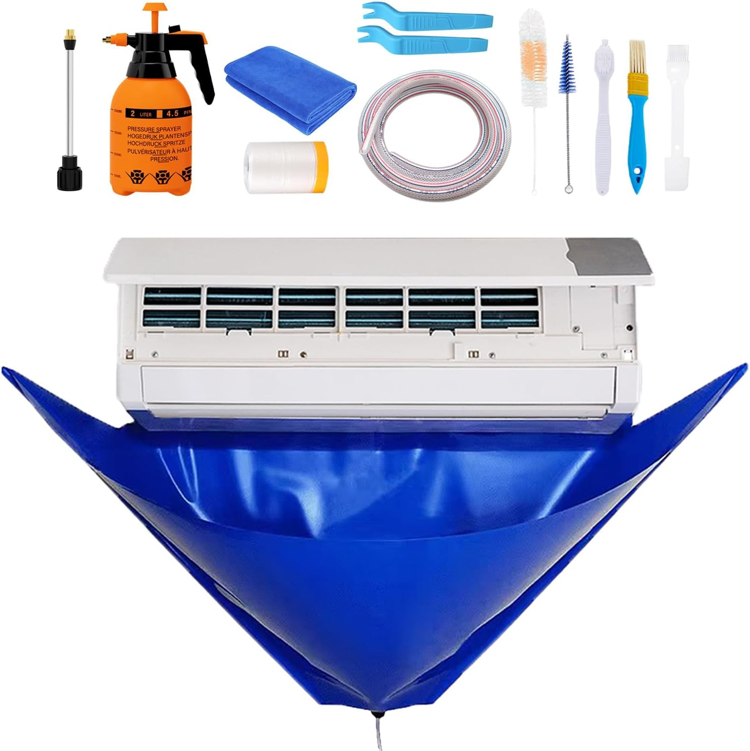 BOJACK Mini Split Cleaning Bag Kit with 2L High Pressure Sprayer, Air Conditioner Cleaning Kit, Air Duct Cleaning Kit, AC Cleaning Bag Fits Systems 38In - 48In Long image number 3