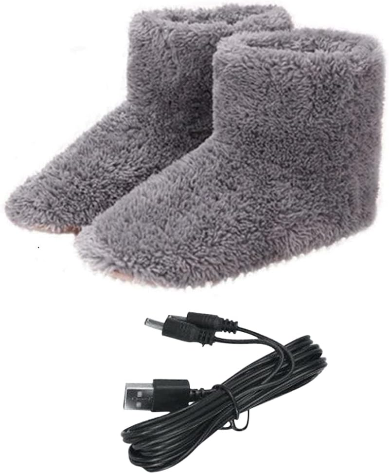 Electric Heated Foot Warmers Booties Deep-Penetrating Heat Feet Warmer Shoes Boots Slipper Fast Heating (Grey (Men:6.5-9.5))