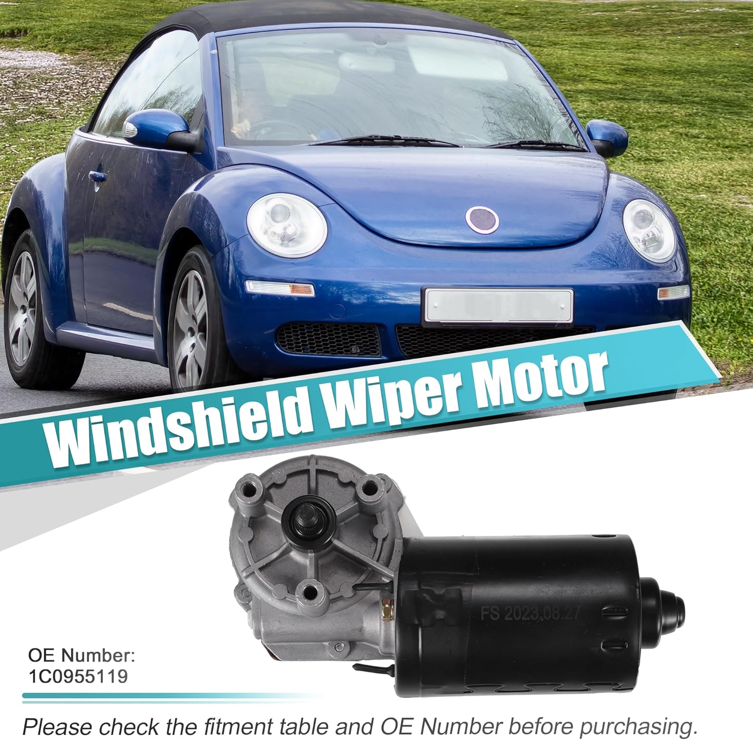 Uxcell 1 Set Car Windshield Wiper Motor Replacement No.1C0955119 for Volkswagen Beetle 1998-2010 image number 5