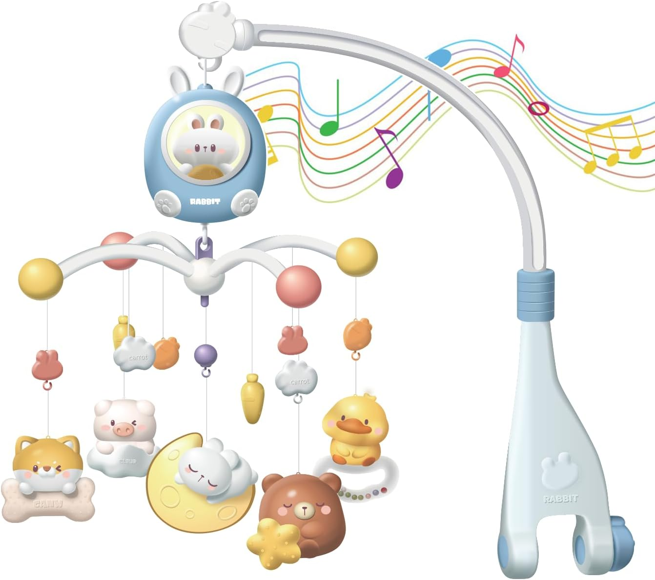 Baby Crib Mobile with Music and Night Light, Mobile for Crib with 360&deg; Rotation, Nursery Bassinet Mobile, Baby Crib Toys for Newborn Infant Boys and Girls(Blue) image number 1