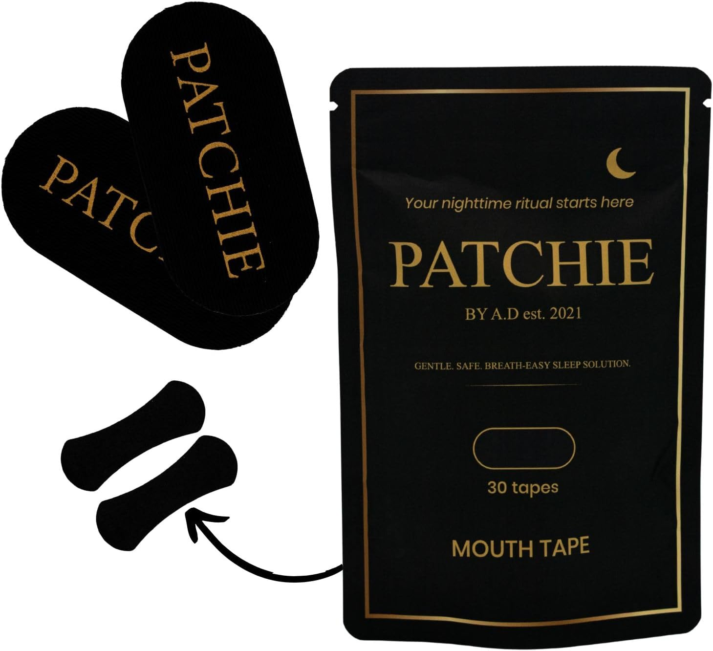 Mouth Tape for Sleeping Bundle - 30 Mouth Tape Strips + 5 Nasal Strips for Sleeping, Sleep Better Kit, Breathable Gentle Mouth Tape, Hypoallergenic Mouth Tape for Snore Relief (Pink). PATCHIE by A.D EST. 2021