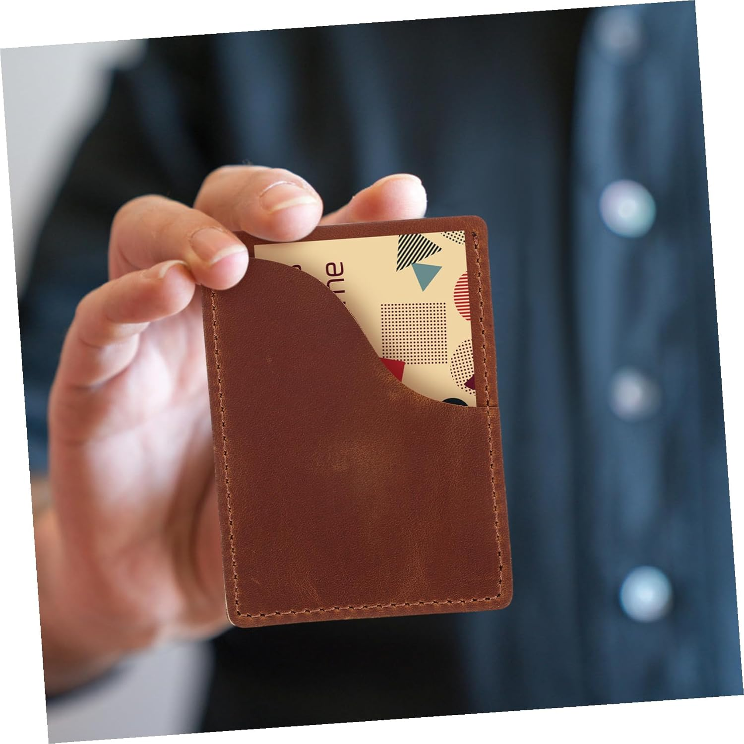 WESIEVYA Business Card Holder Wallet Brown Pu Credit Card Organizer with Passport Holder Pocket for Travel and Work Use