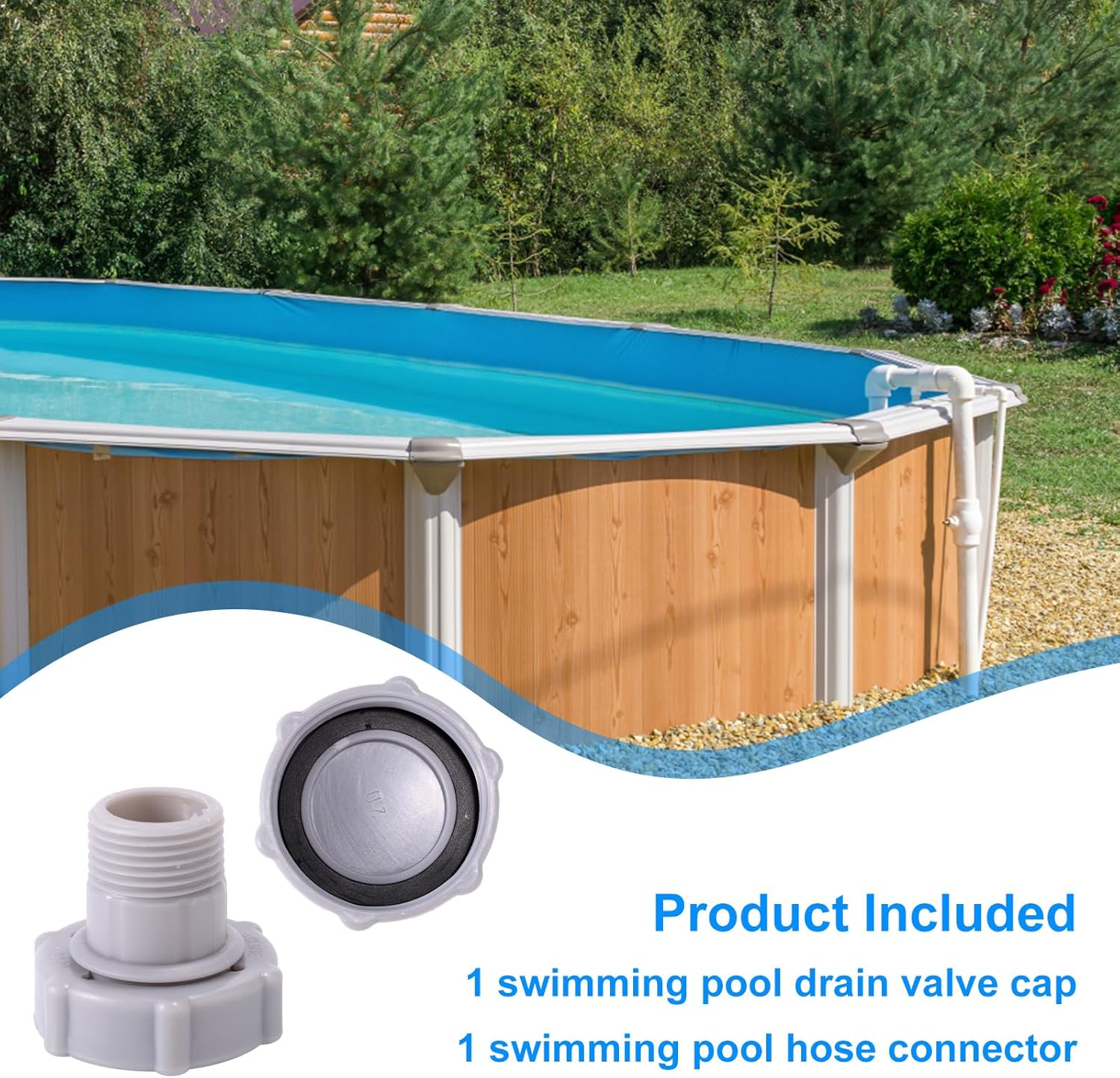 2Pcs Pool Replacement Part for Coleman, Drain Valve Cap & Hose Connector Compatible with Coleman Swimming Pool Accessories Replacement Parts for Easy Maintenance (Grey) image number 3