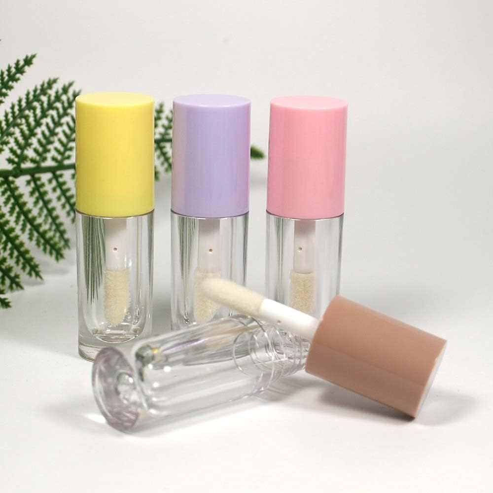 COSIDEA 14Pcs Empty Purple 6Ml Big Brush Lip Gloss Tubes for DIY Lip Gloss, Lipgloss Containers - Beige image number 3