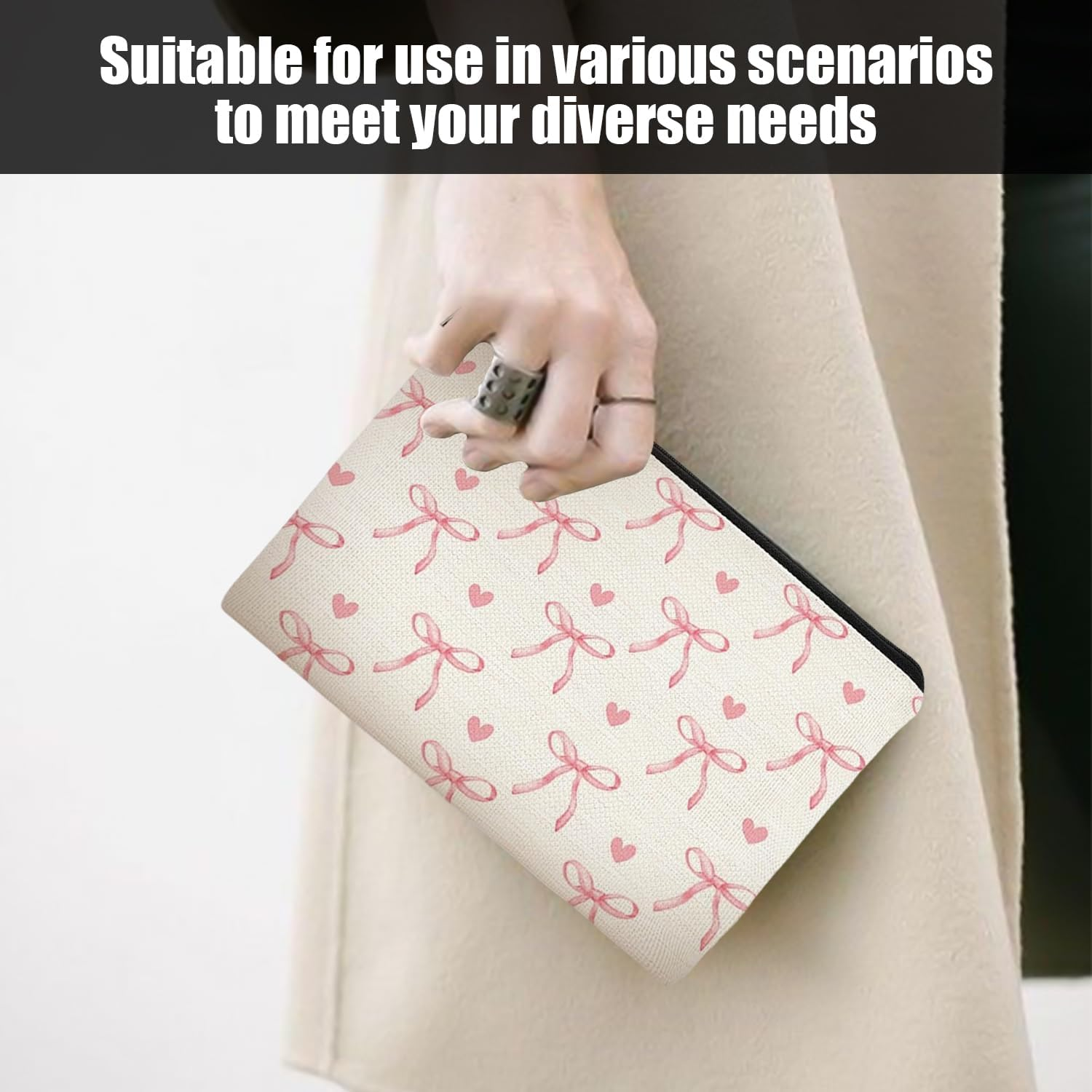 2 Piece Cosmetic Bag Storage Bag Fashion College Style Pencil Case for Students Large Capacity Portable Travel Toiletry Bag image number 5