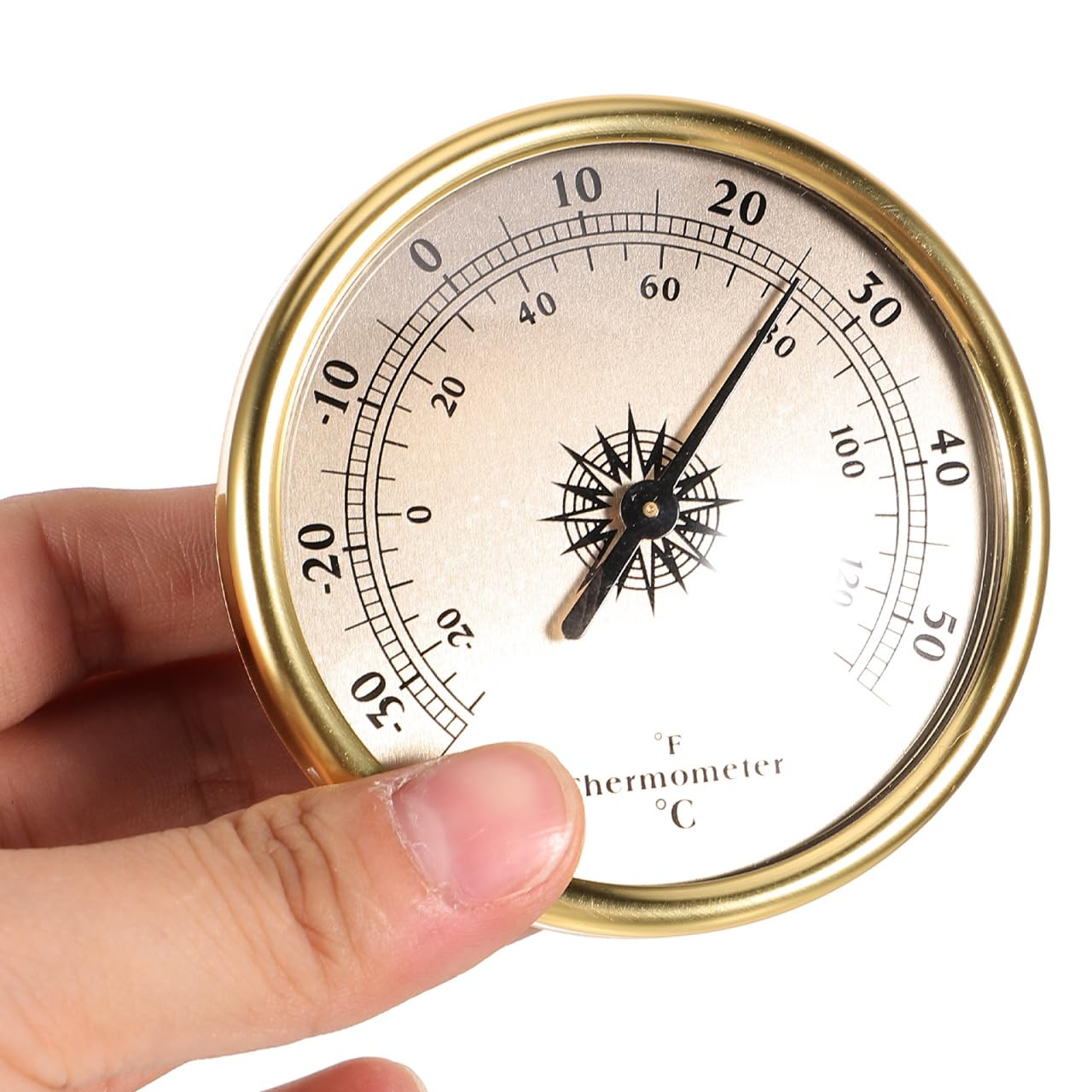 NOLITOY Wall Mount Temperature with Hanging Design Thermometer for Home Bedroom School Compact round Thermometer with Practical Temperature Range and Space Saving Weather Monitor image number 1