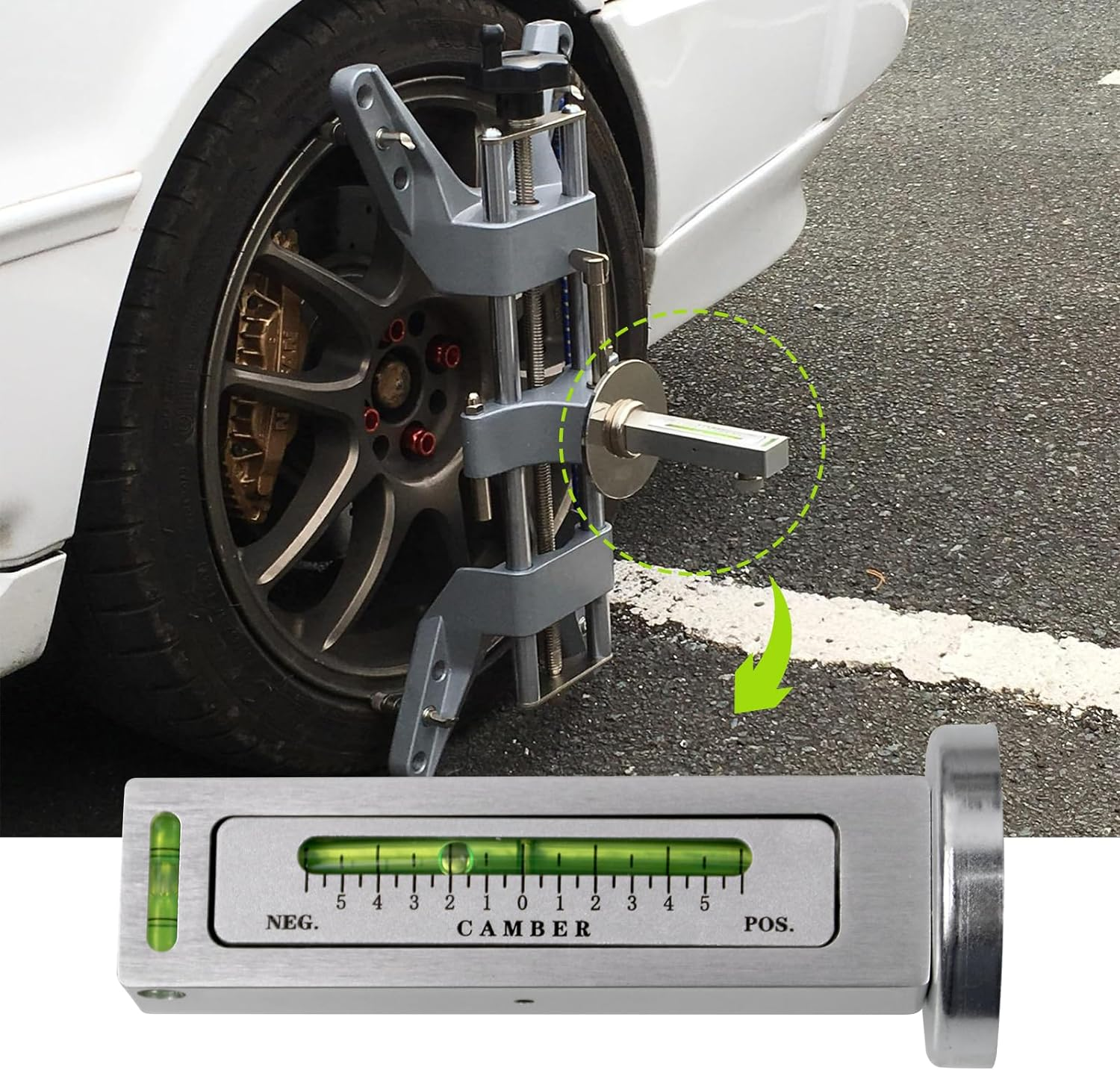 RULLINE Wheel Clamp & Magnetic Adapter 3PCS Wheel Alignment Tool for Precise Camber Caster Gauges Fits for 11-25" Rims Camber Alignment Tool Universal Tire Repair Tool image number 3