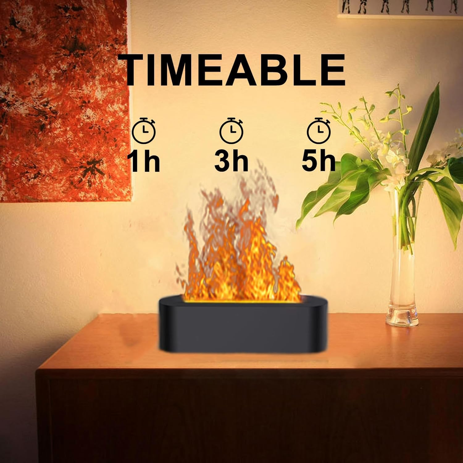 Flame Air Diffuser Humidifier Portable Noiseless Aromatherapy Diffusers Essential Oil Diffusers for Household Office Yoga with No-Water Auto Shut-Off Protection image number 4