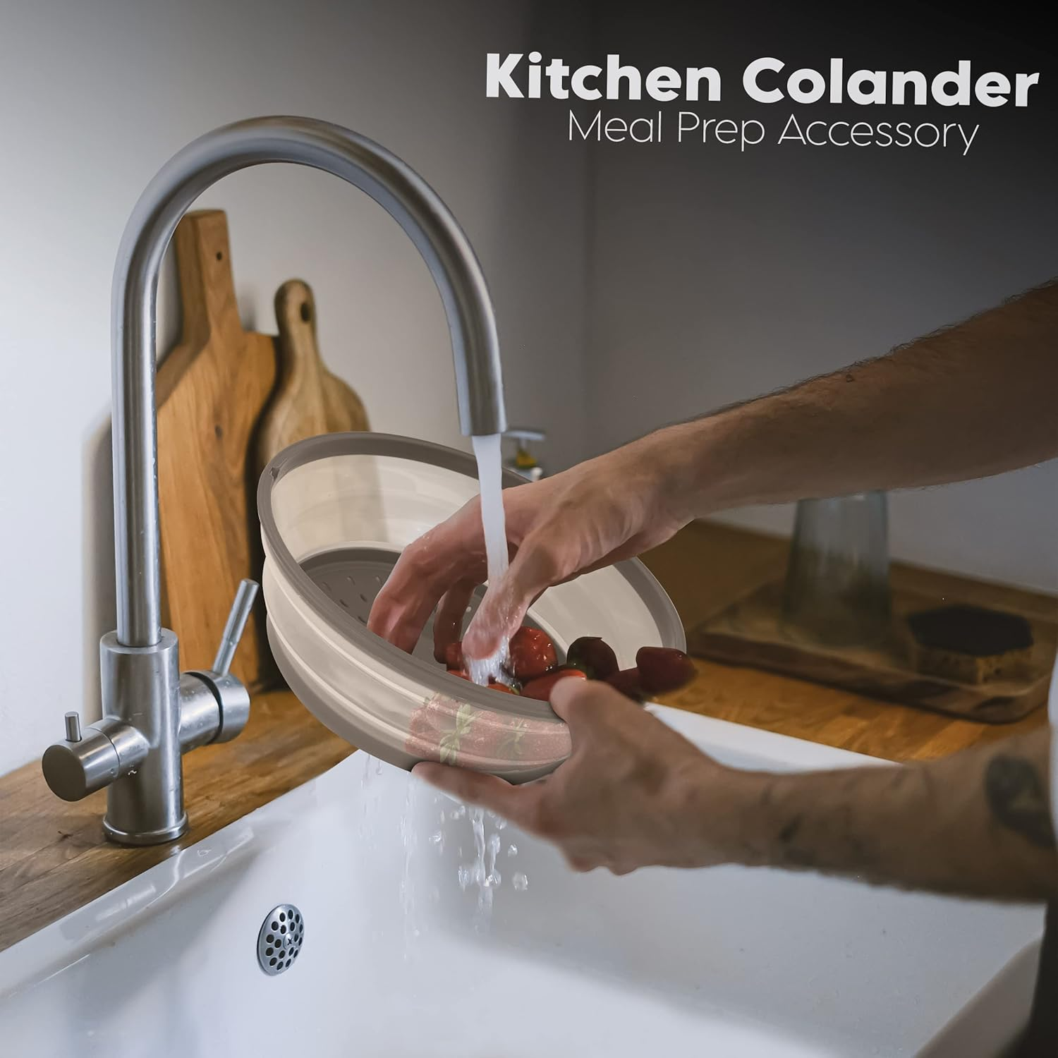 Microwave Cover for Food, Collapsible Microwave Splatter and Plate Covers Easy Grip Lid and Food Strainer, BPA Free and Dishwasher Safe, 10.5", Grey - by Rampro image number 2