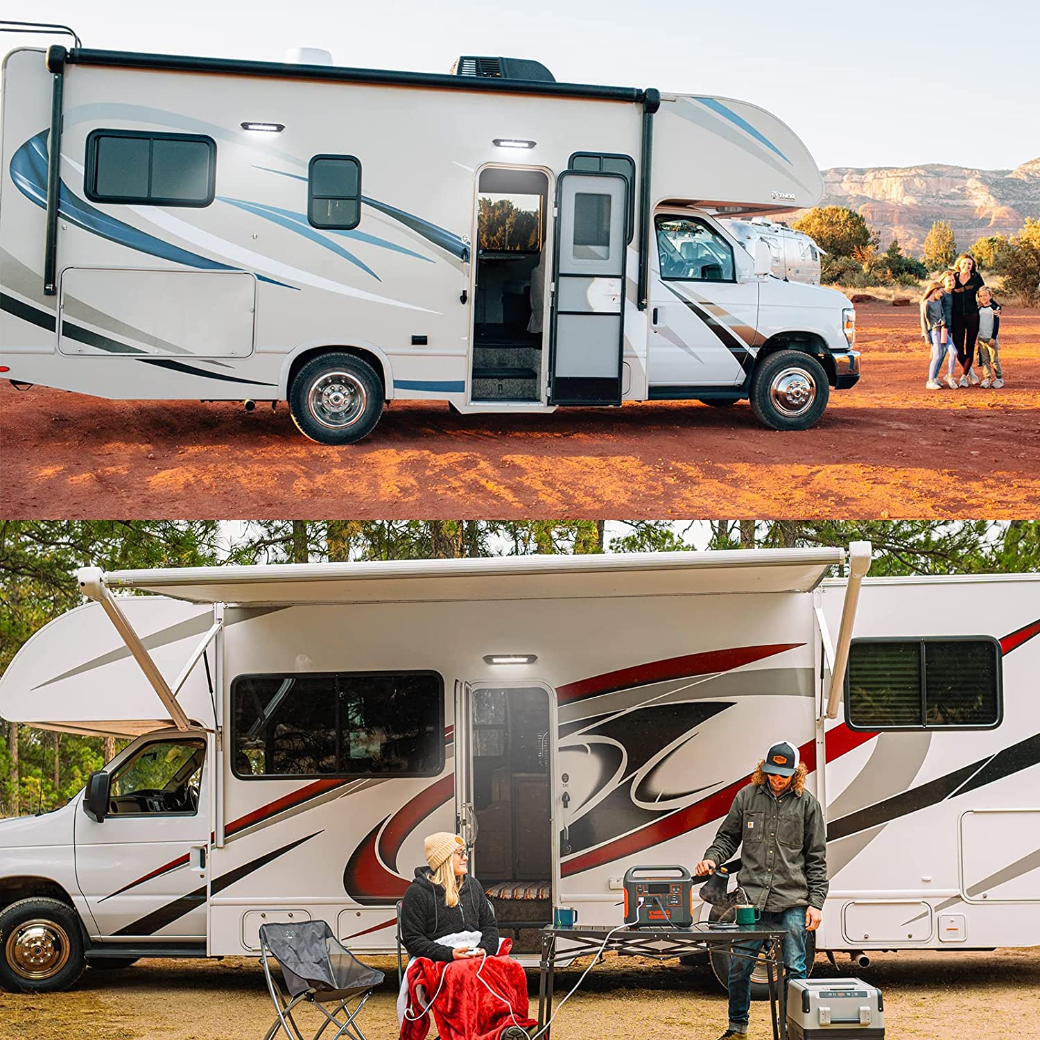 Dream Lighting 12V DC 250Mm Watreproof LED Awning Light Auto Camper Trailer Caravan Boat PC Cover Annex Wall Lamps 350 Lumens Black Shell Indoor Outdoor Camping Strip Lighting Cool White image number 1