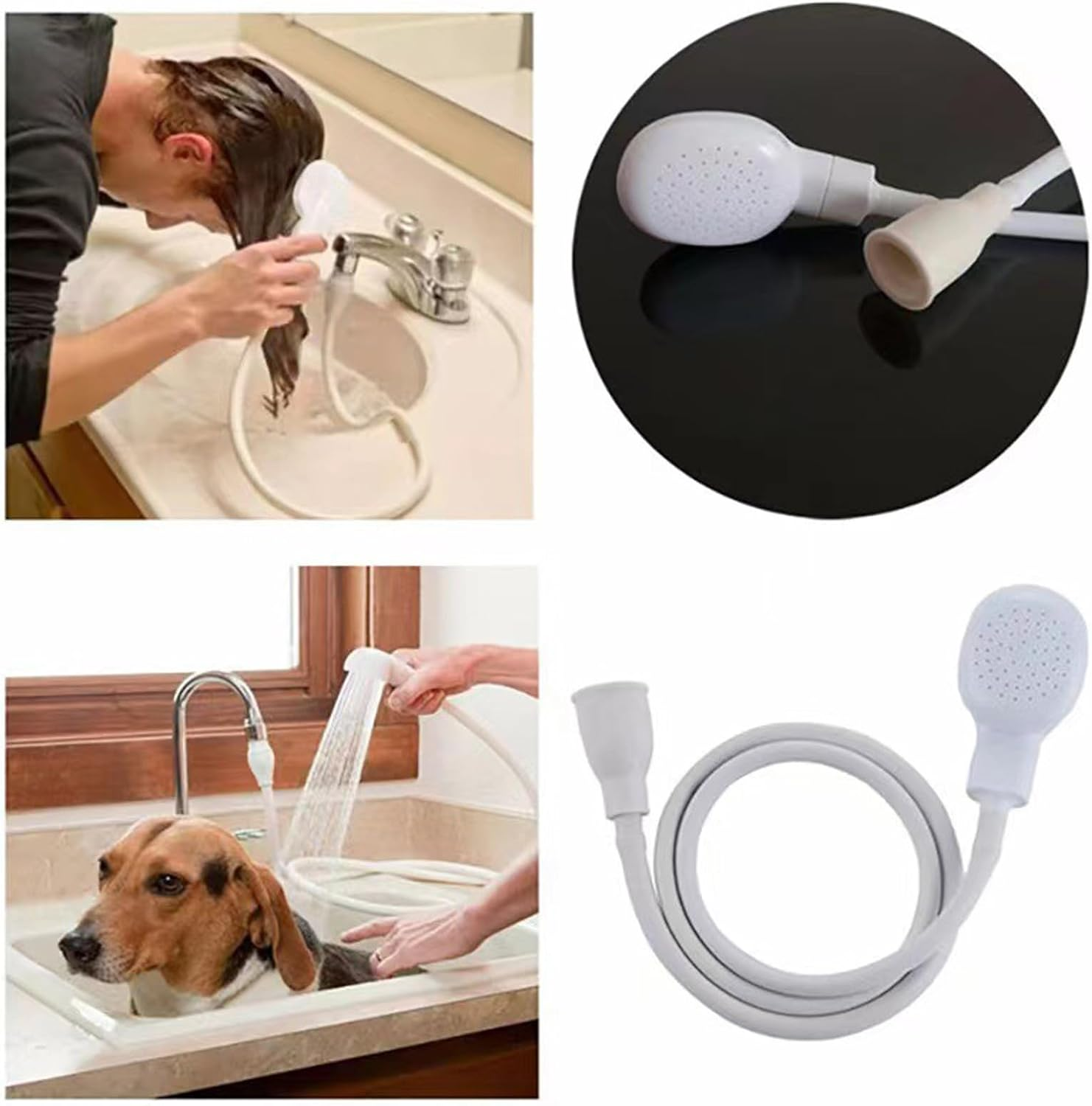 Portable Rubber Tube Nozzle, Portable Faucet Sprayer, Shampoo Sprayer Handheld Shower Head Spray Hose for Bathing Baby,Pets,Washing Hair,Rinsing Vegetables image number 2