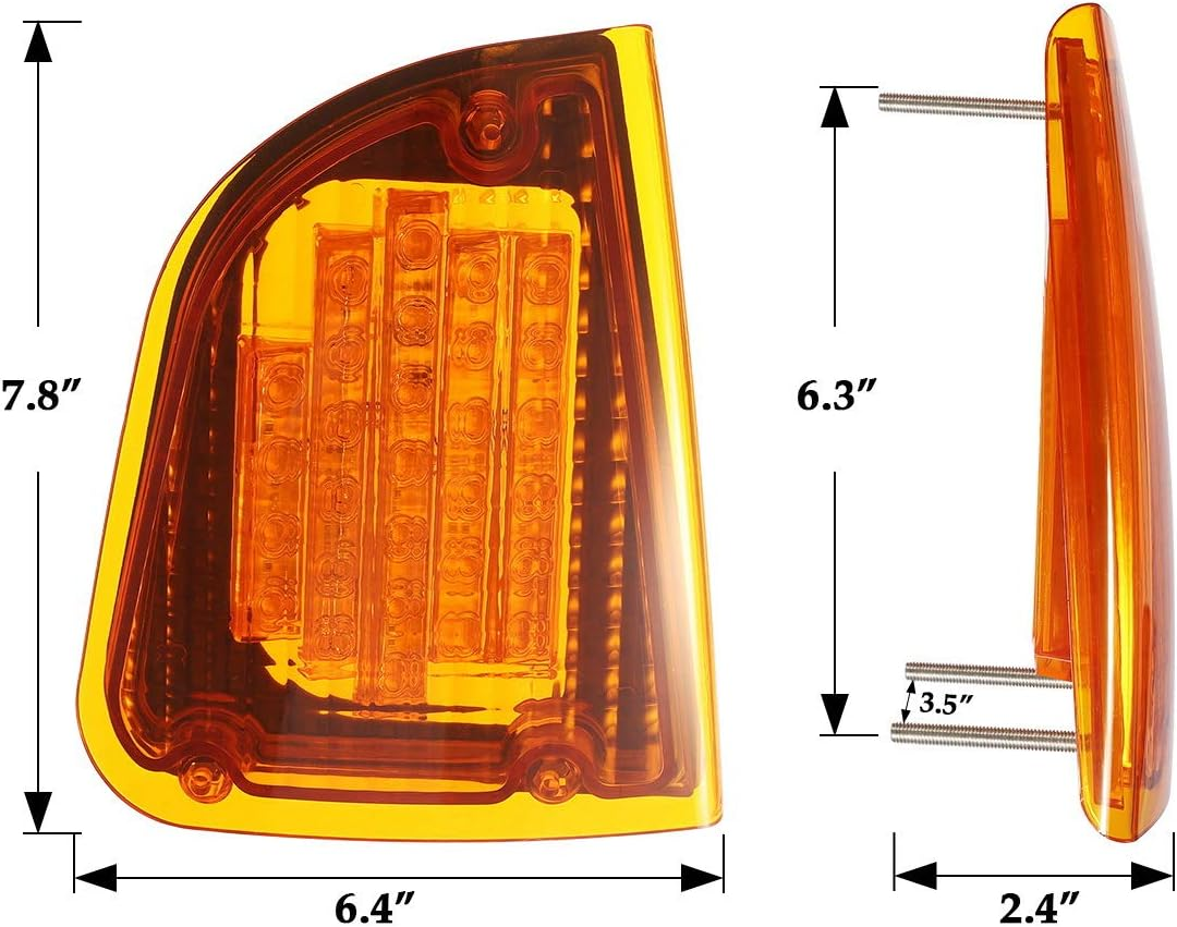 Partsam 29 Amber LED Front P/T/C Light Assembly Replacement for Kenworth T600 T660 K300 T300 T330 Front LED Turn Signal Lights and Parking Lights Lamps, LH & RH, 1157 Plug