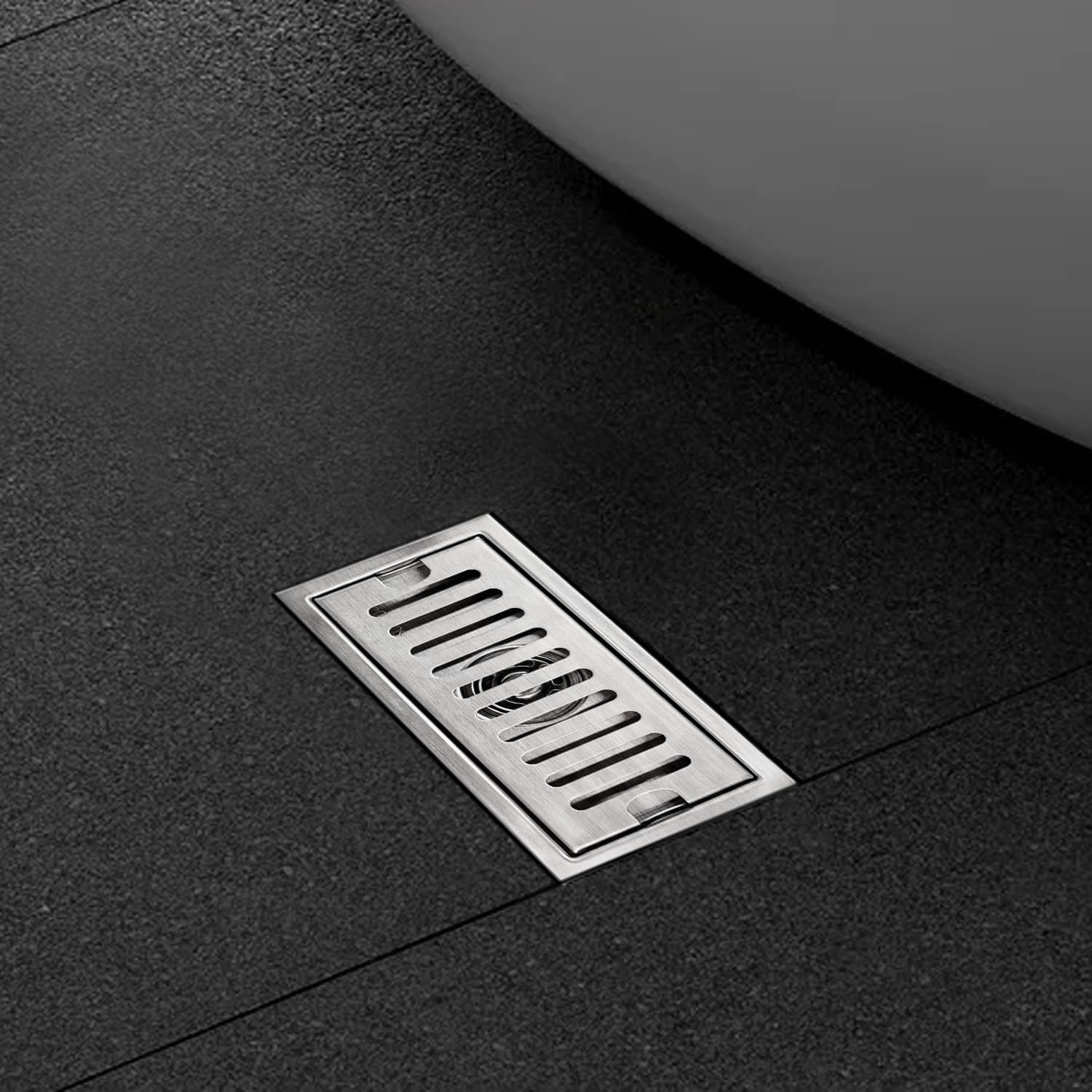 20 X 10 Cm Silver Rectangular Floor Drain with Stainless Steel Grate, Odour Trap, and Hair Catcher for Shower, Toilet, Bathroom, Kitchen, Balcony image number 4