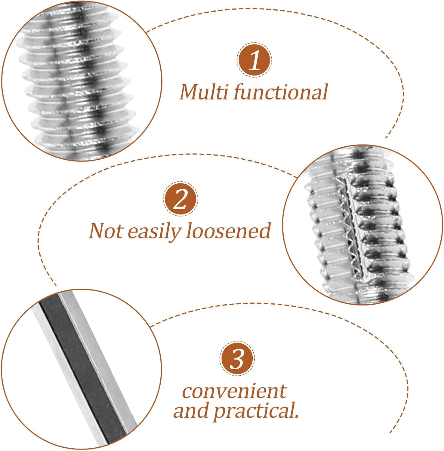 Outanaya Cat Scratching Post Hardware Kit &ndash; M8 Flat Head Double End Threaded Bolts Set with Allen Wrench, 10Mm 8Mm Screws for Cat Climbing Frame Replacement and Furniture Fasteners image number 4