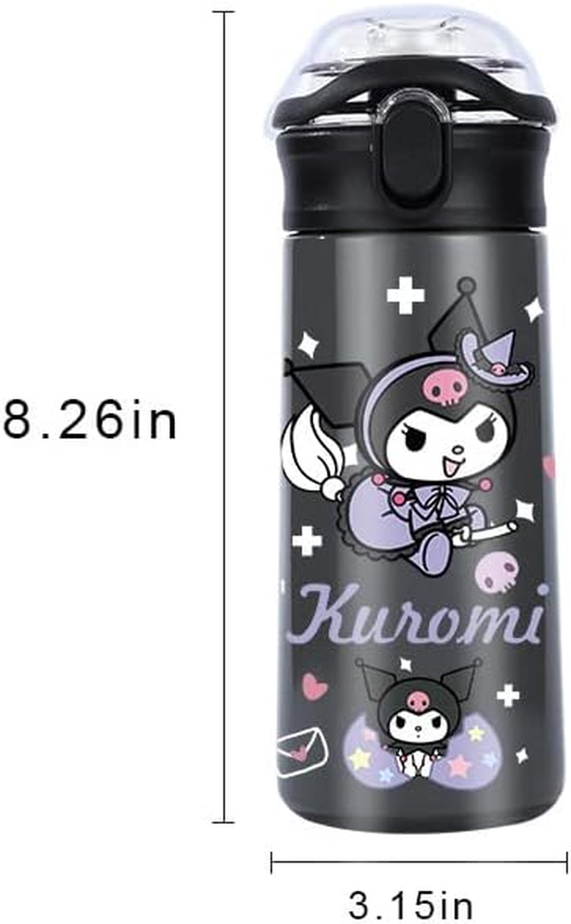 Kawaii Water Bottles Cute Stainless Steel Water Bottles with Straw, Kawaii Insulated Bottle Cartoon Cup Girls Thermos for Boys Girls,18.6Oz