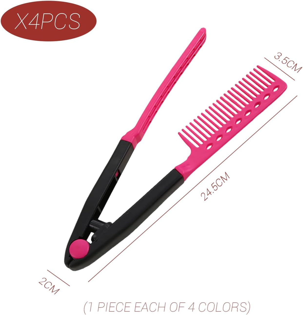 4 Pieces V Shape Straight Hair Comb, Hairstyle Finishing Tool, Fluffy Hair Root Artifact, Smooth Hair Rail Comb image number 3