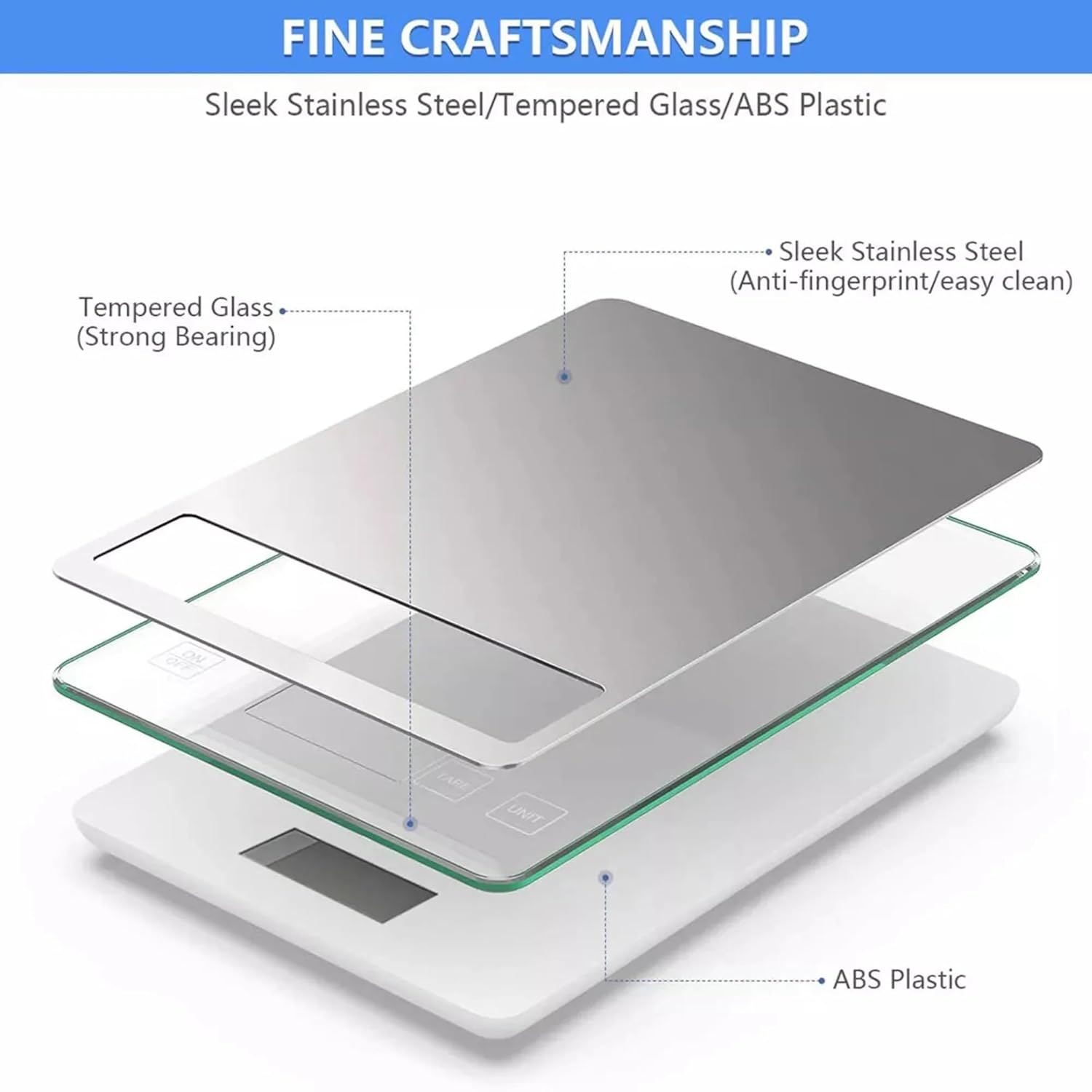 Salesbay Kitchen Scale Cooking LCD Digital 5Kg/1G Stainless Steel Food Weight image number 6