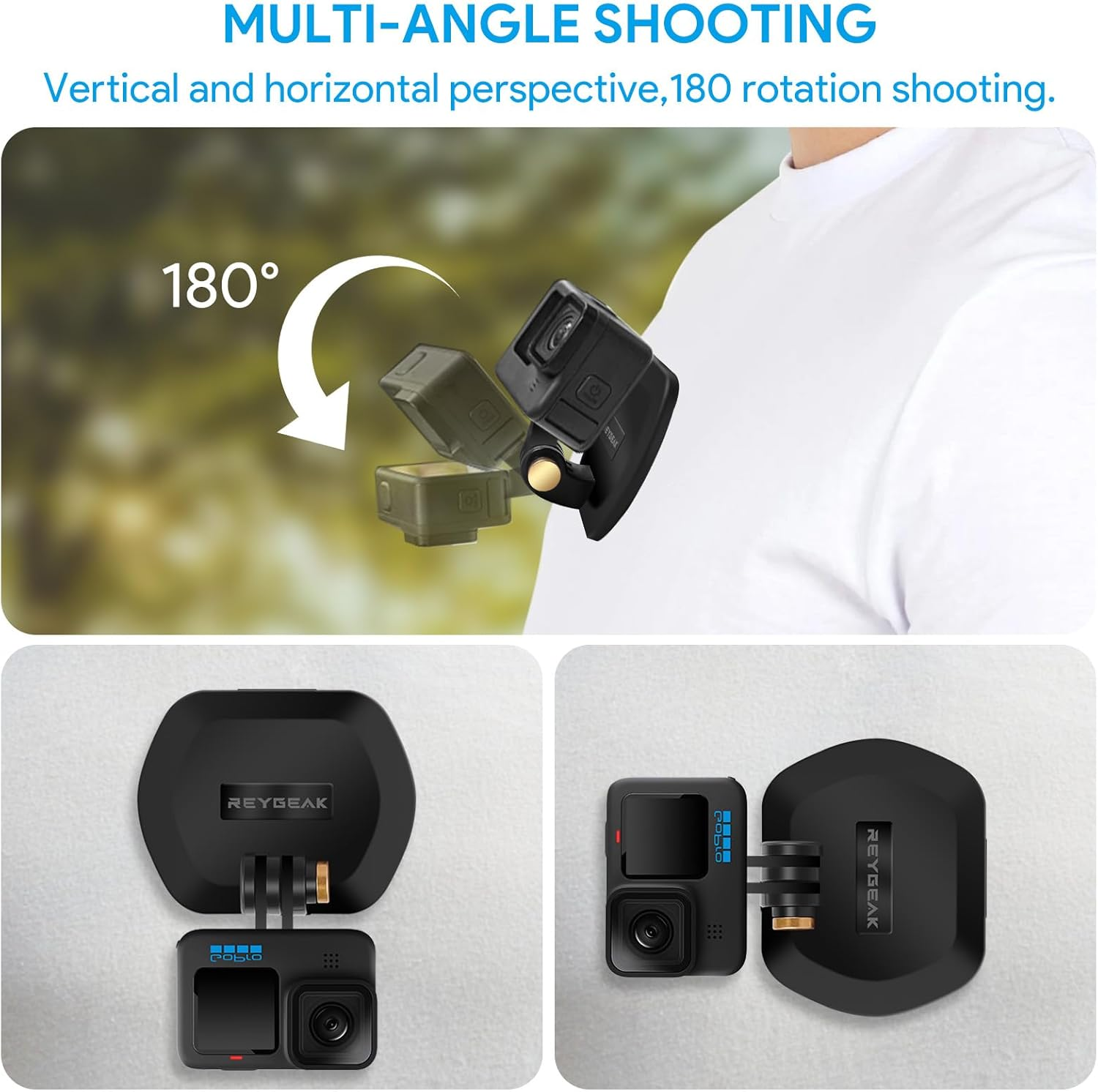 REYGEAK Magnetic Action Camera Mount for Gopro, Adjustable Magnetic Mount Magnetic Chest Mount Compatible with Gopro Hero 11 Black Hero 10/9/8/7/6,DJI Osmo Action 3 image number 1