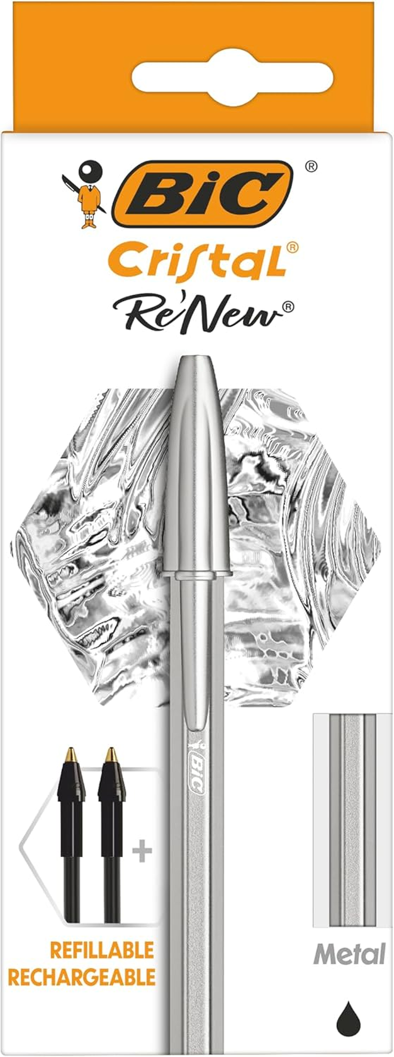 BIC Cristal Re'New Ballpoint Pen Black with 2 Refills image number 3