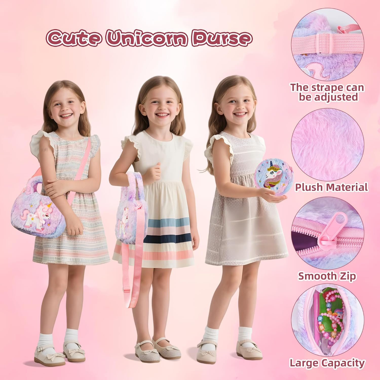 CYZAM Unicorns Gifts for Girls Kids Toys 6 7 8 9 10 Years Old with Water Bottle, Bag, Purse, Plush Diary, Eye Mask, Headband, Pen, Jewelry Set, Teen Girl Birthday Christmas Unicorn Toy image number 3