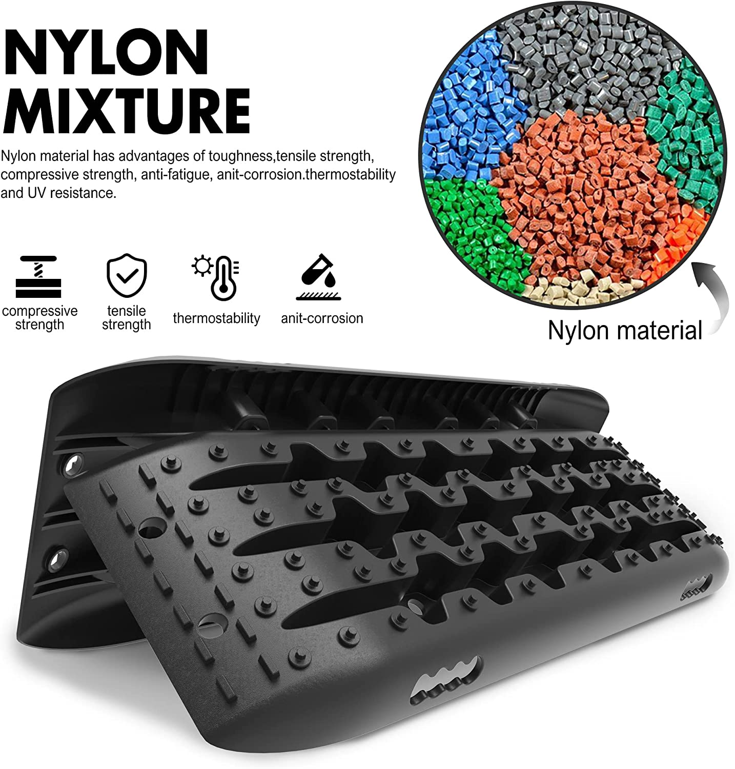 X-BULL Recovery Tracks 4X4 Recovery Boards Offroad 4Wd Tracks 22046LBS/10000KG Stand for Automotive Accessories Tires and Wheels in the Sand Mud Snow(Gen 2.0 Black) image number 6