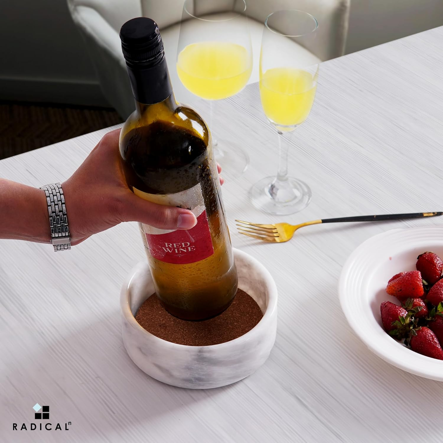 Radicaln Marble Wine Coaster White 5.5" Inch Handmade Drink Coasters Wine Stand - Used as Beer Coasters, Glass Coasters, Coaster Holder - Kitchen Counter D&eacute;cor Wine Accessories image number 5