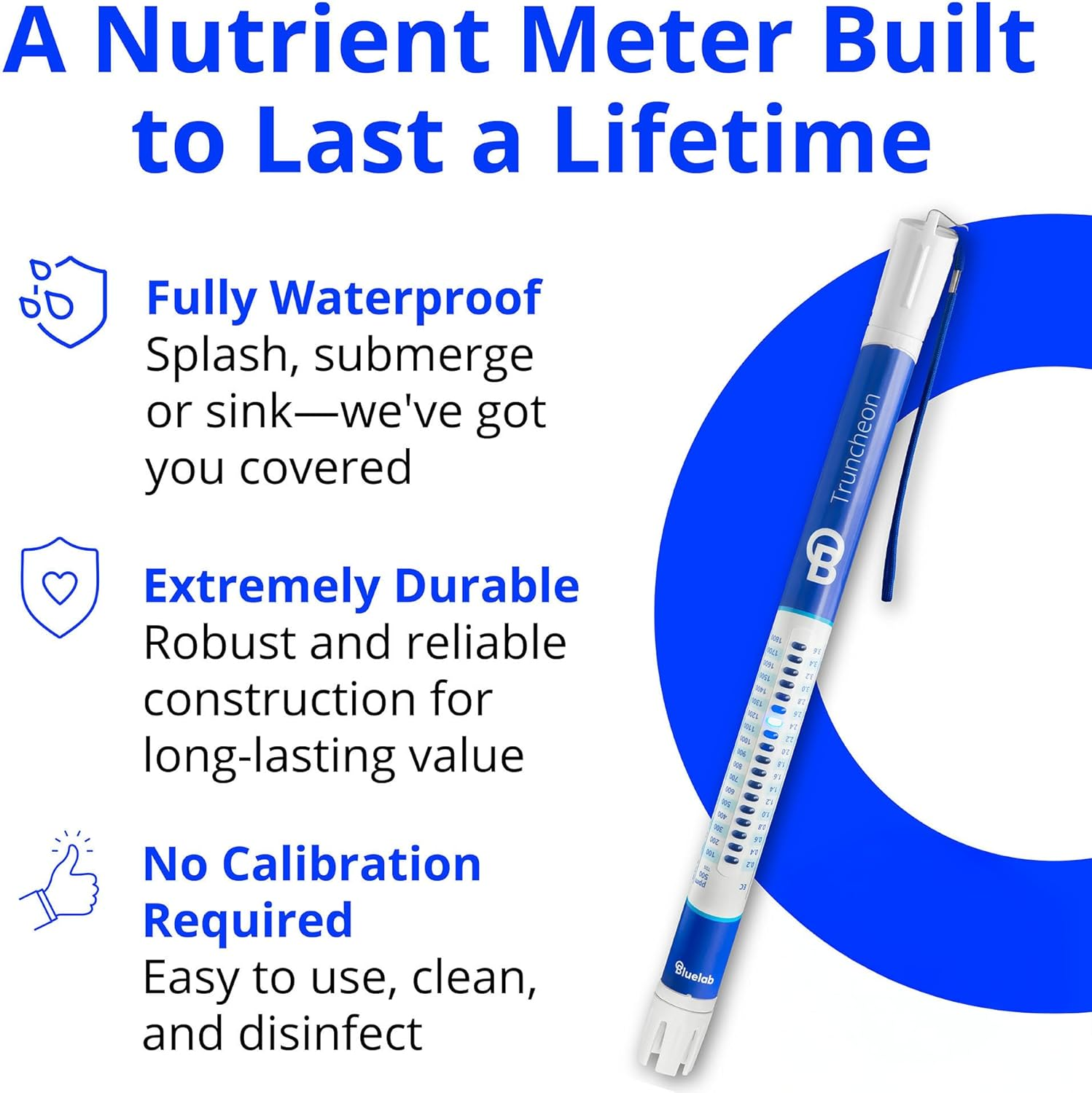 Bluelab Truncheon Nutrient Meter, Digital Conductivity Tester in Water (EC, 500, Ppm 700, CF, TDS) Tool for Hydroponic System and Indoor Plant Grow image number 6